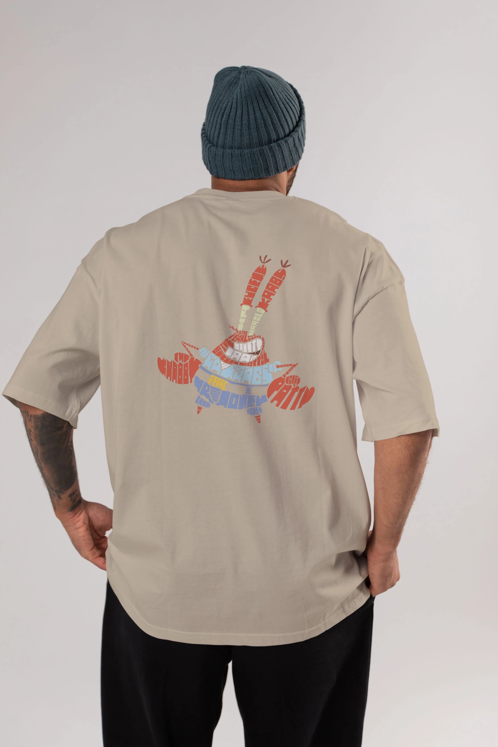 Mr Krabs Arka Baskılı Oversize t-shirt %100 pamuk Erkek Kadın Unisex