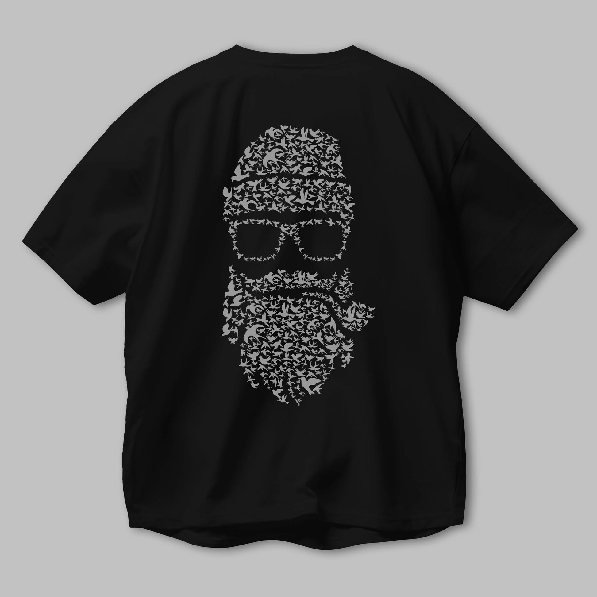 Birds Beard Arka Baskılı Oversize t-shirt %100 pamuk Erkek Kadın Unisex