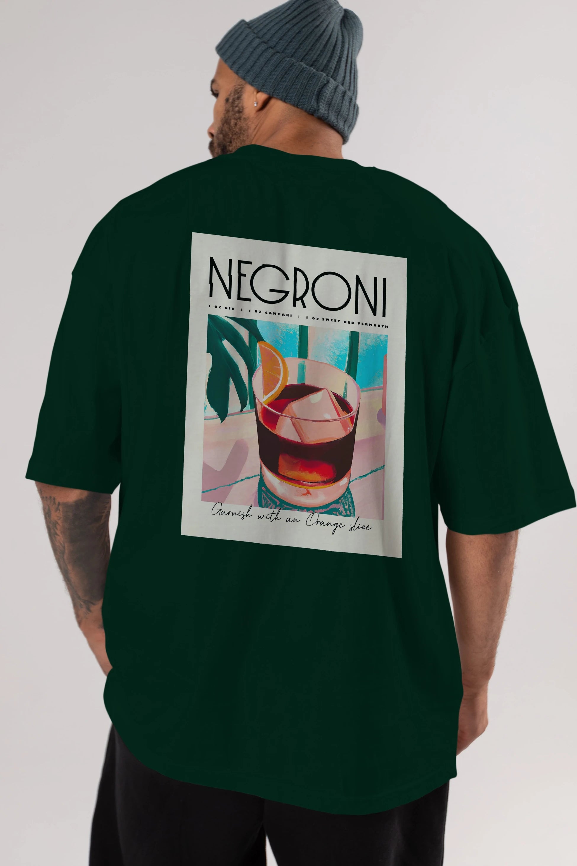Negroni 4 Arka Baskılı Oversize t-shirt Erkek Kadın Unisex %100 Pamuk Bisiklet Yaka tişort