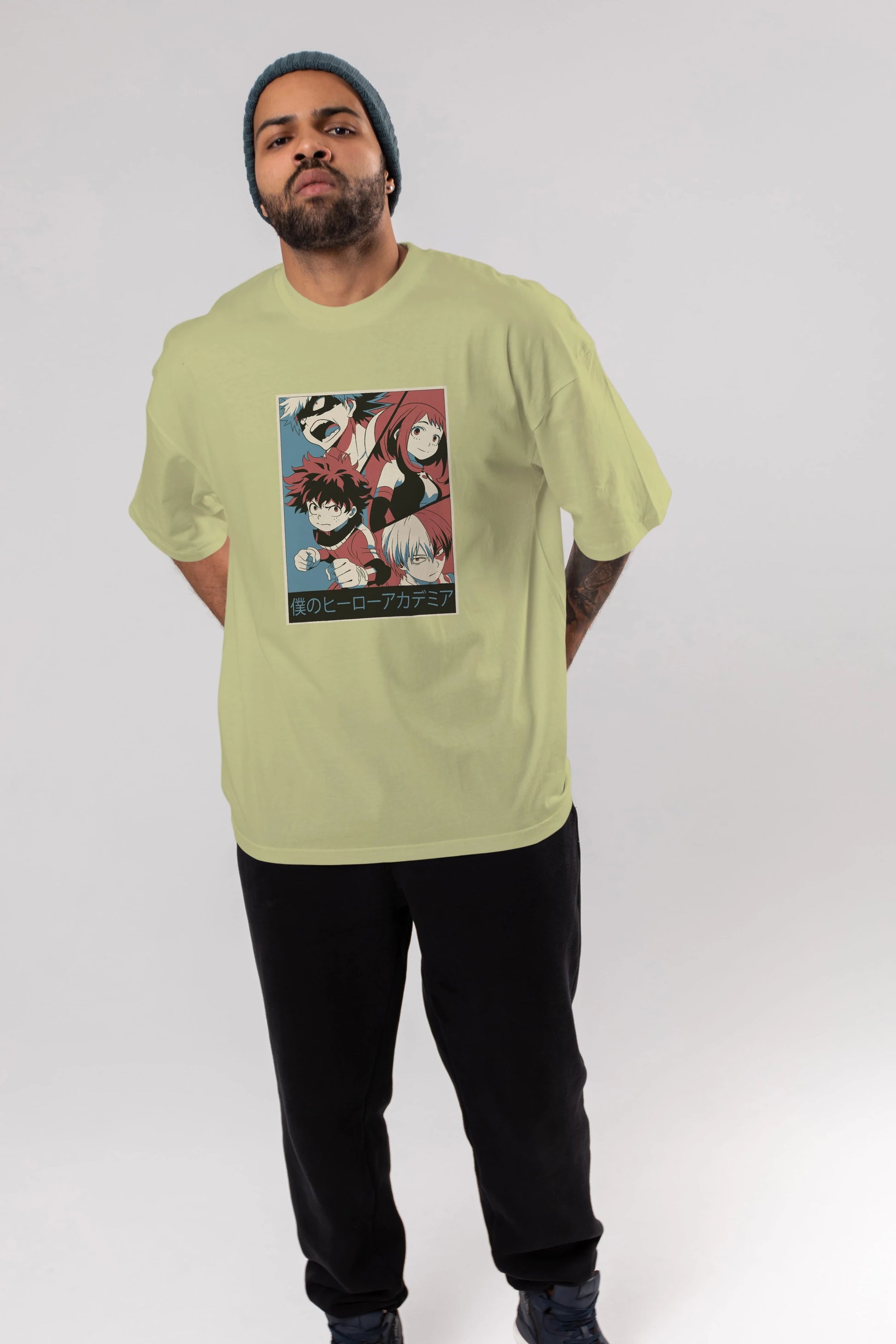 BokuNoHero Anime Ön Baskılı Oversize t-shirt %100 pamuk Erkek Kadın Unisex