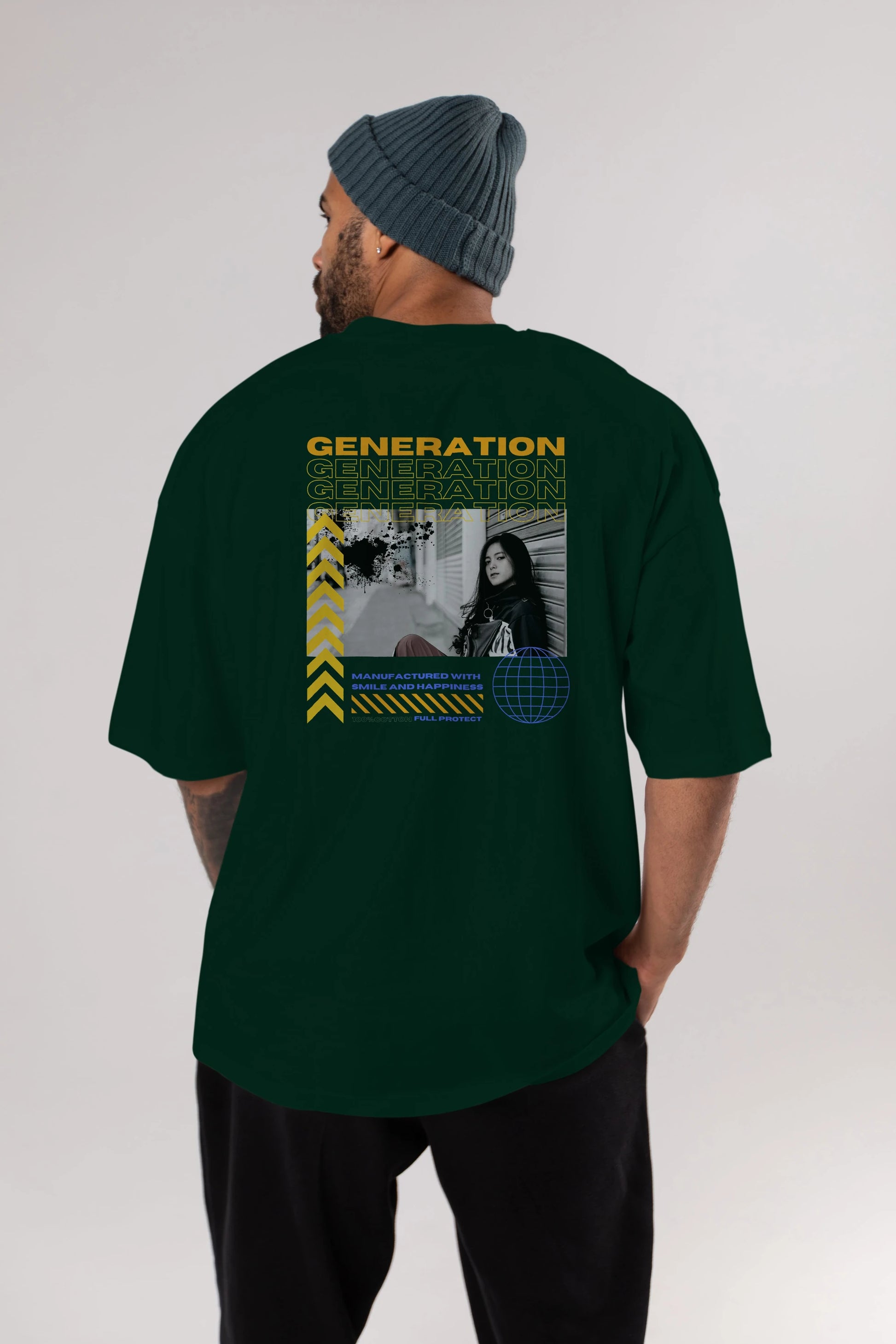 Generation Yazılı Arka Baskılı Oversize t-shirt Erkek Kadın Unisex