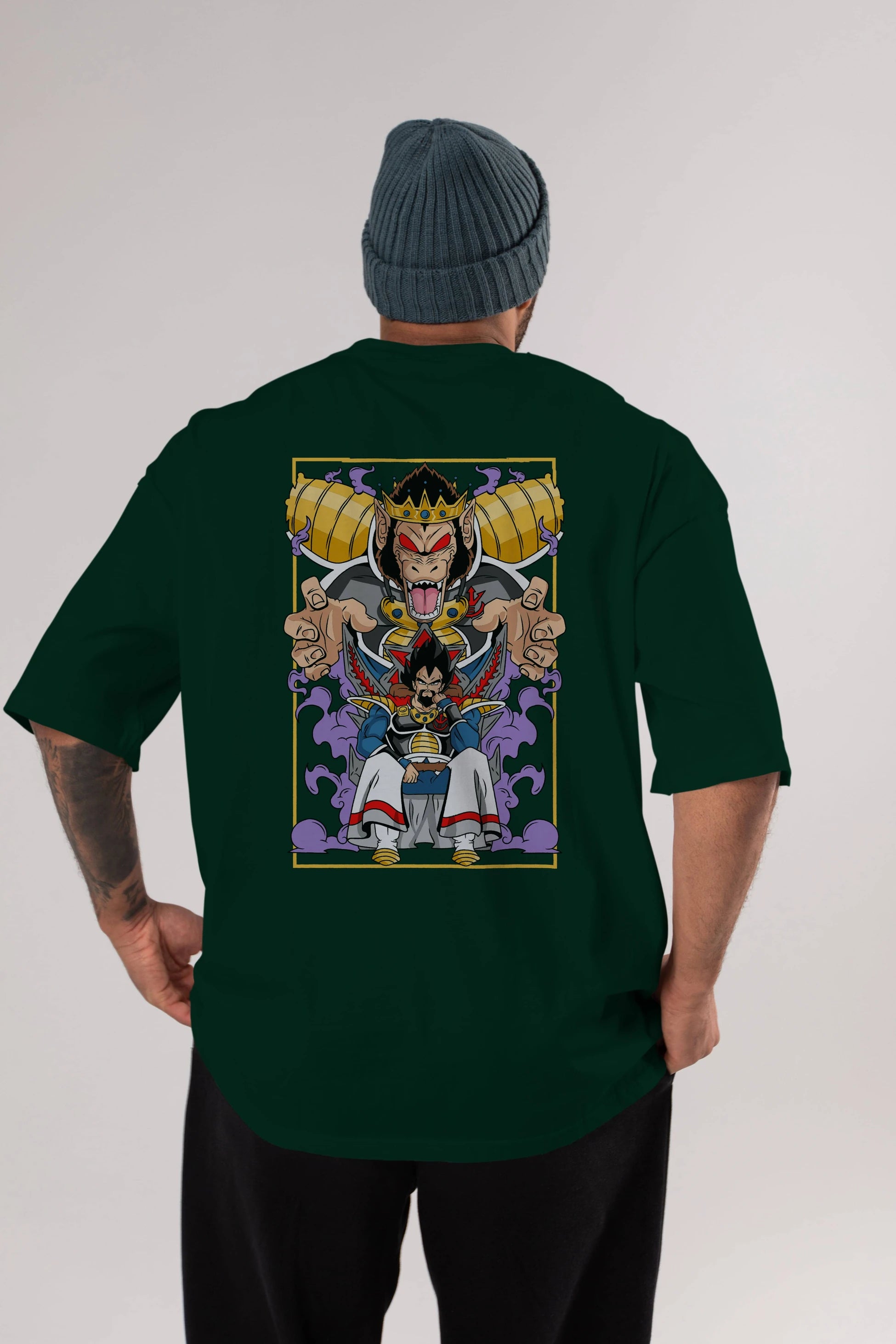 DragonBall ReyVegeta Anime Arka Baskılı Oversize t-shirt Erkek Kadın Unisex