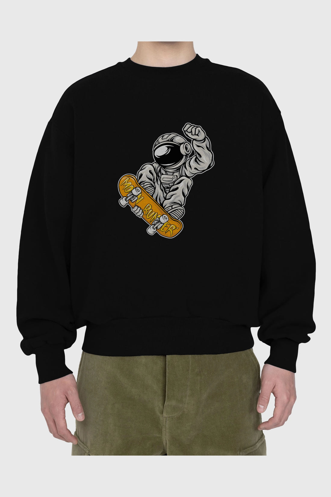 Moon Runner Ön Baskılı Oversize Sweatshirt Erkek Kadın Unisex