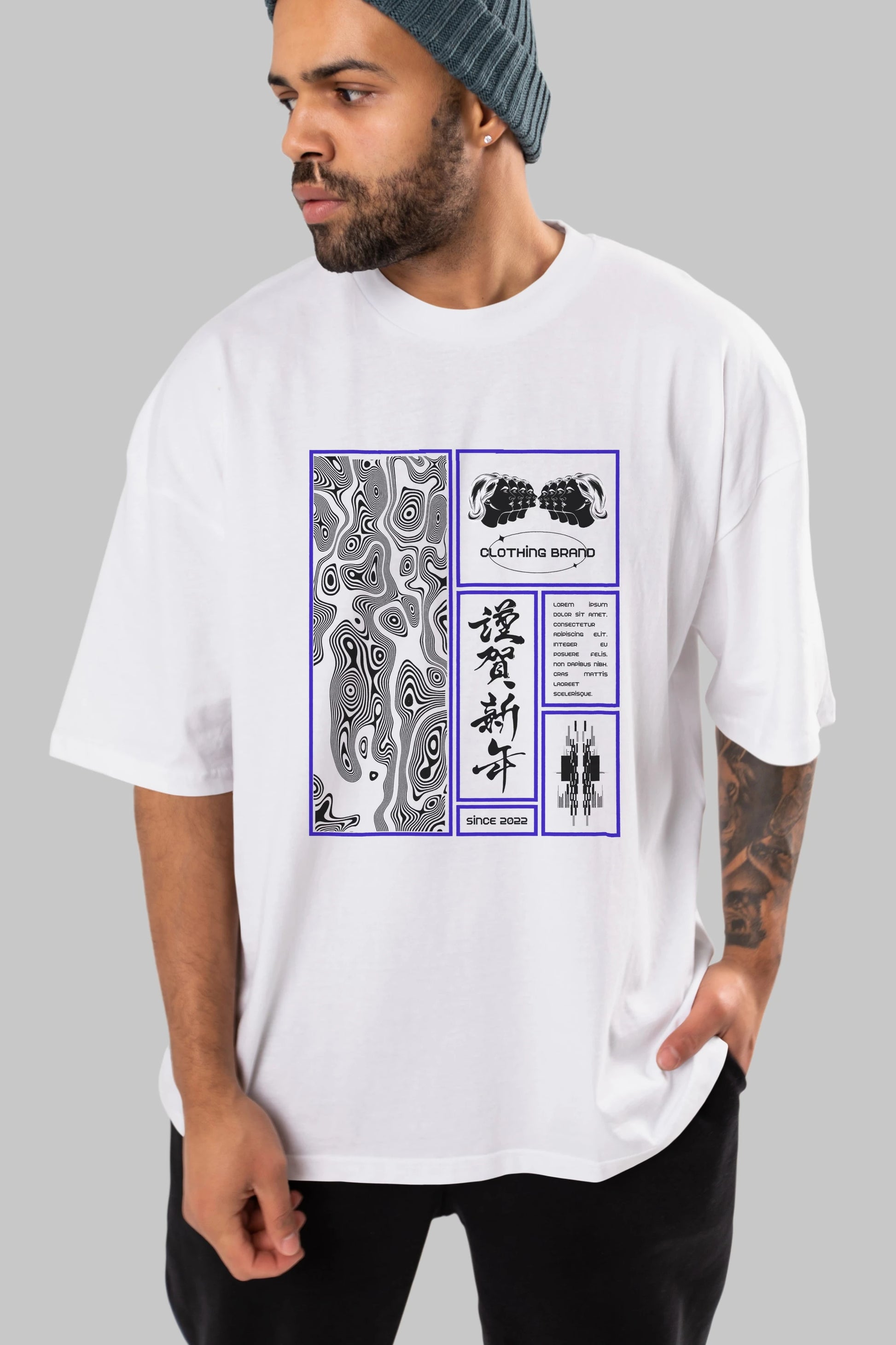 Neon Japanese Streetwear Ön Baskılı Oversize t-shirt Erkek Kadın Unisex