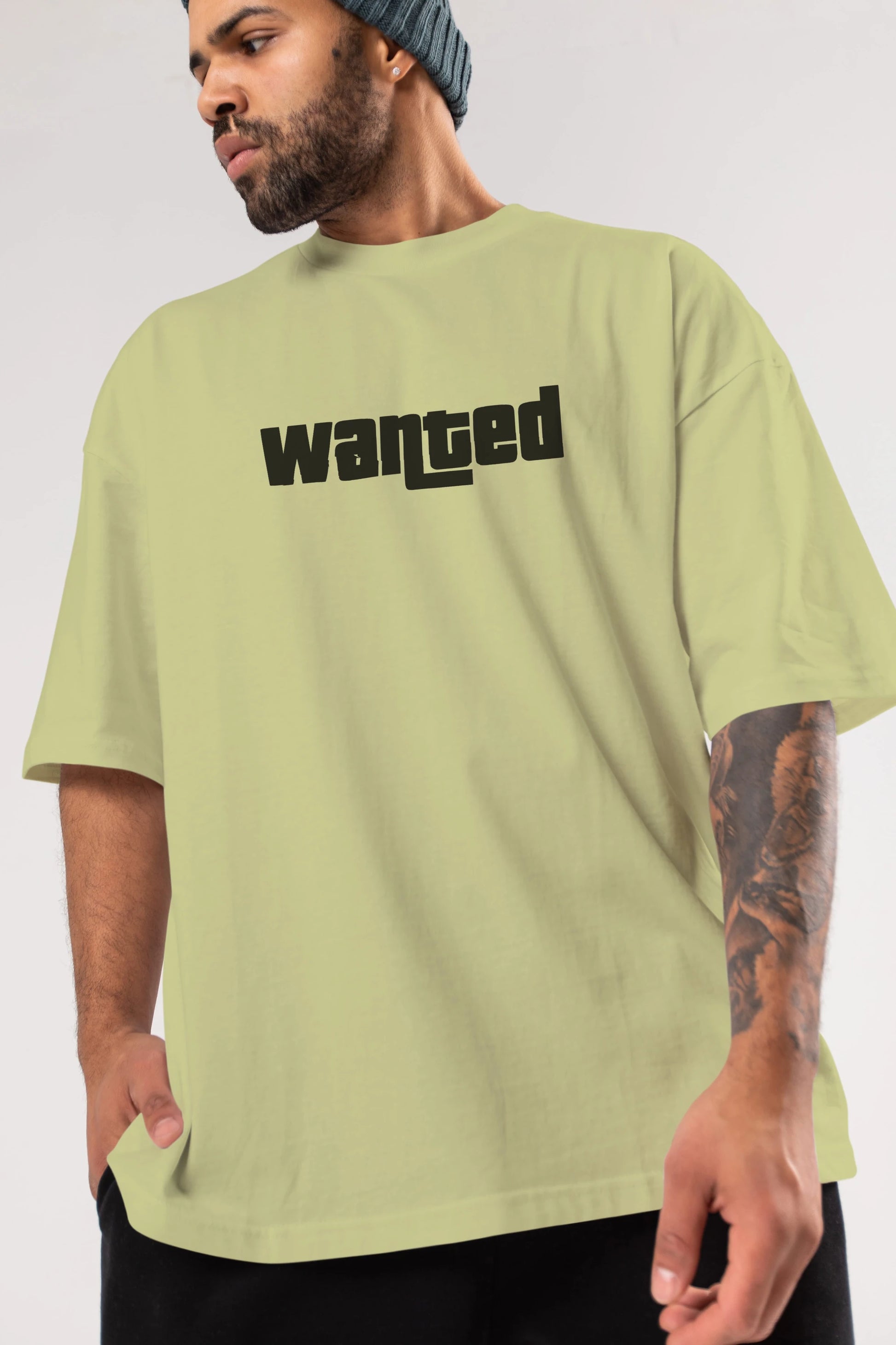 Wanted Ön Baskılı Oversize t-shirt %100 pamuk Erkek Kadın Unisex
