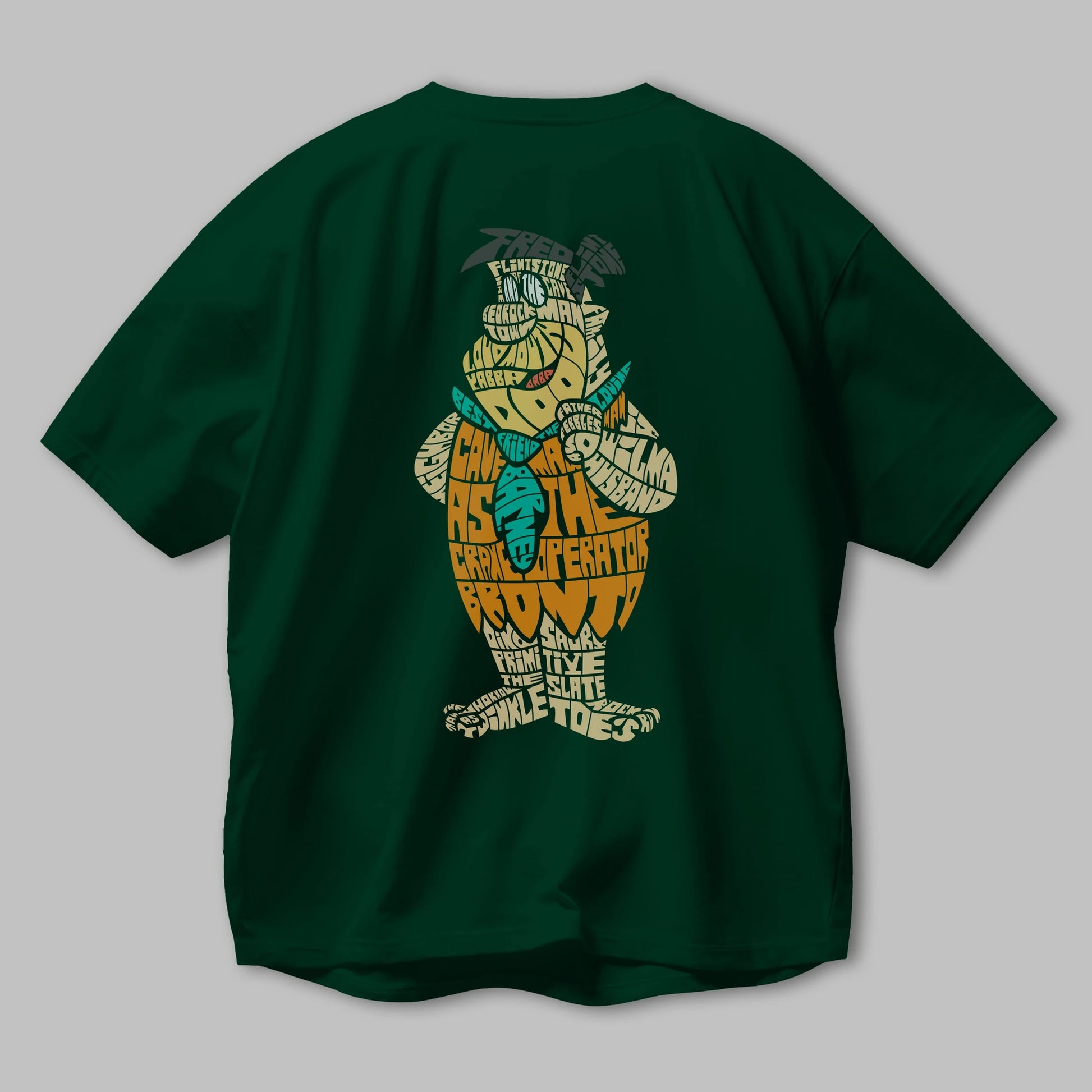 Fred Flintstone Arka Baskılı Oversize t-shirt %100 pamuk Erkek Kadın Unisex