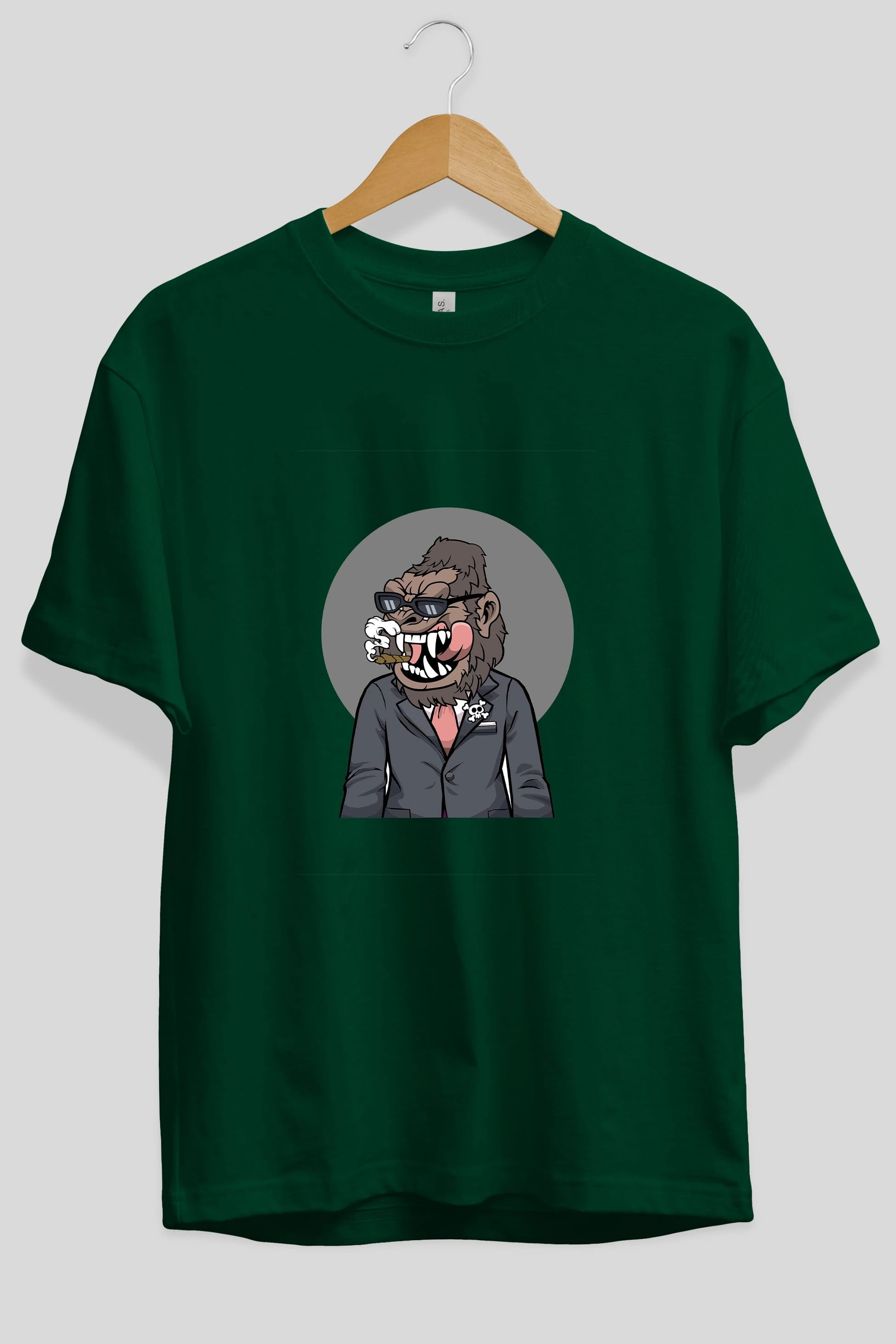 Monkey Suits Ön Baskılı Oversize t-shirt Erkek Kadın Unisex %100 Pamuk tişort