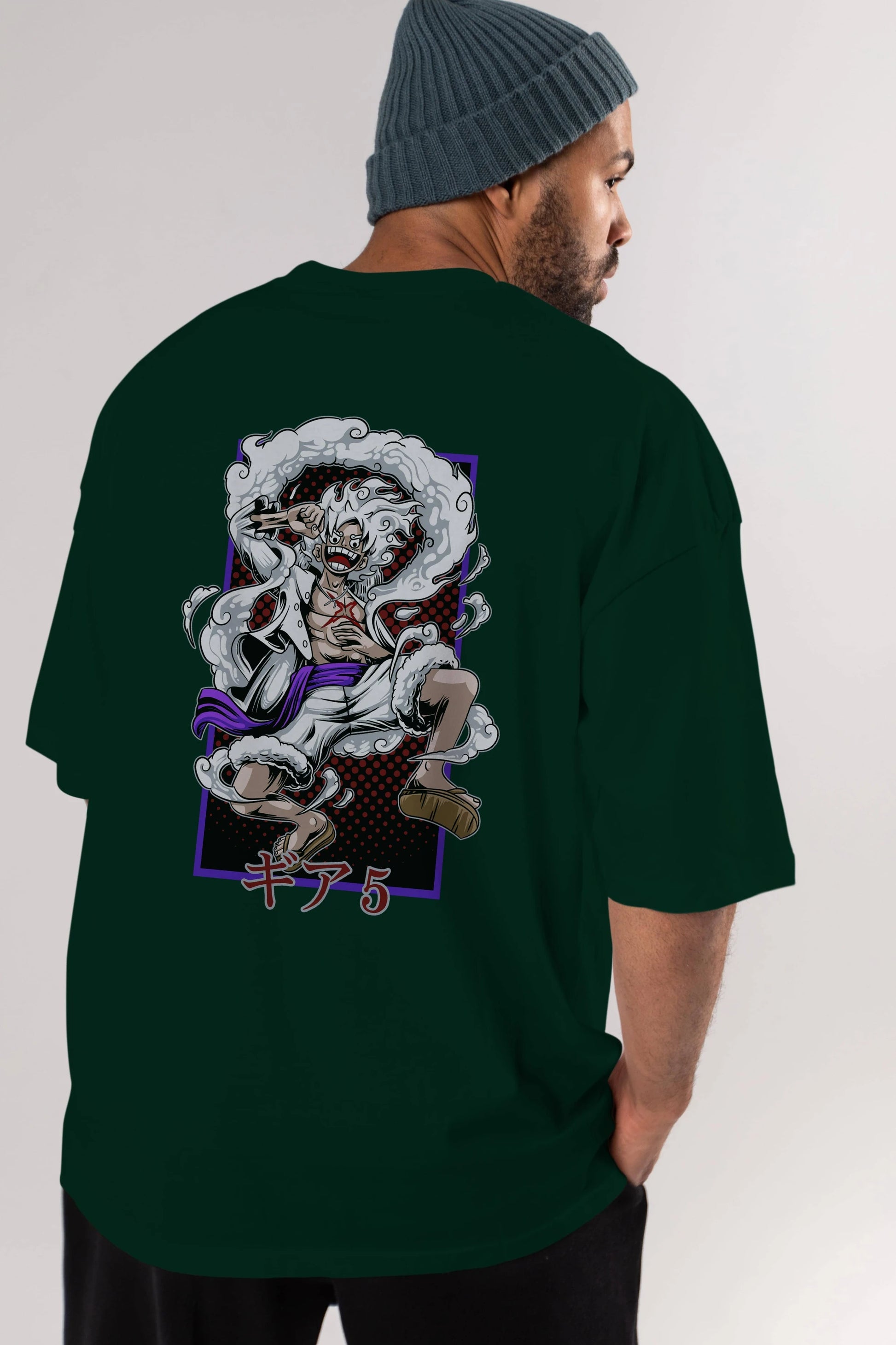 LUFFY GEAR 5 RECUADRO Anime Arka Baskılı Oversize t-shirt Erkek Kadın Unisex