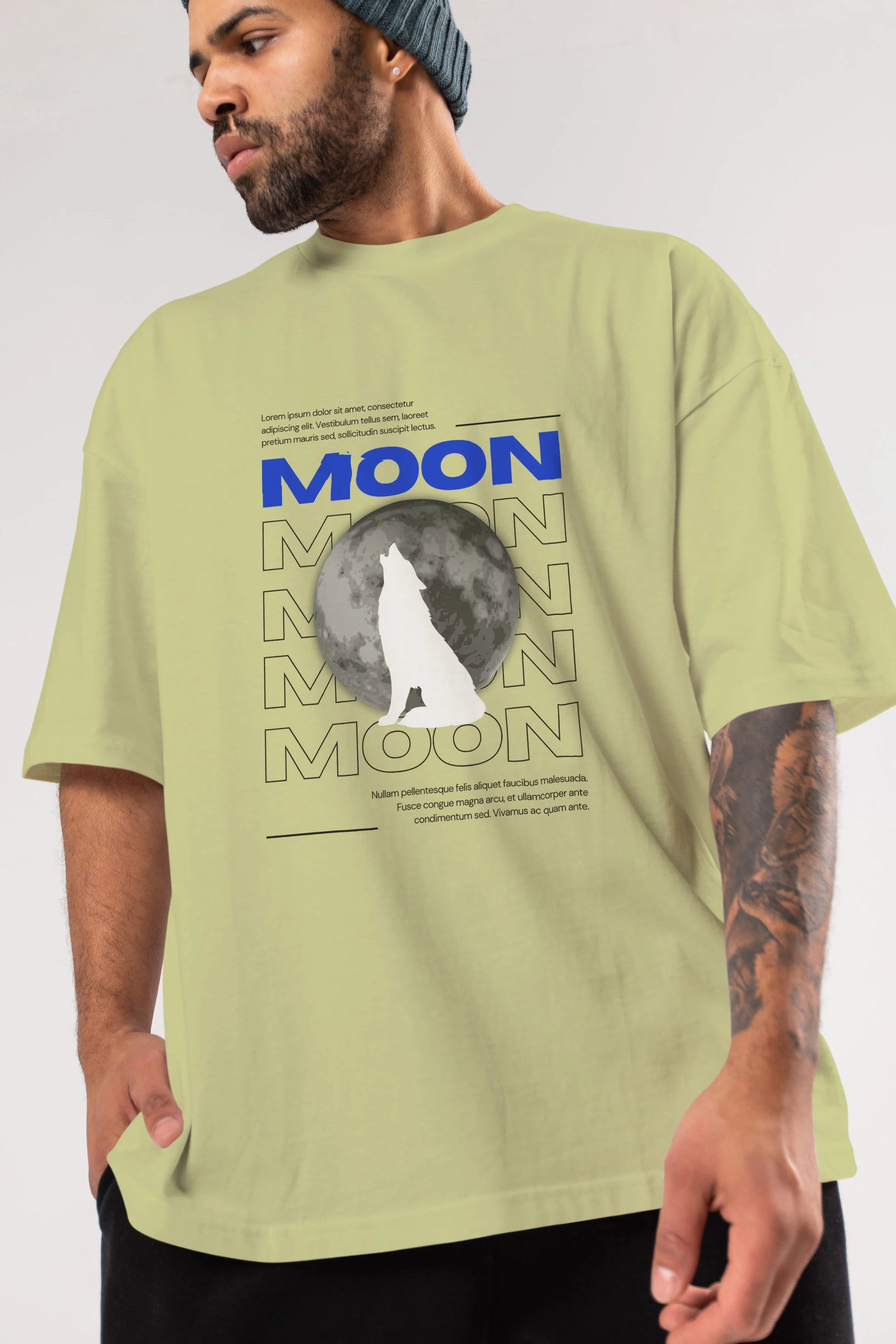 Moon Ön Baskılı Oversize t-shirt Erkek Kadın Unisex