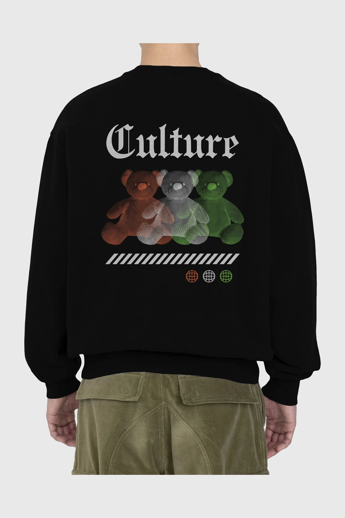 Culture Bear Arka Baskılı Oversize Sweatshirt Erkek Kadın Unisex