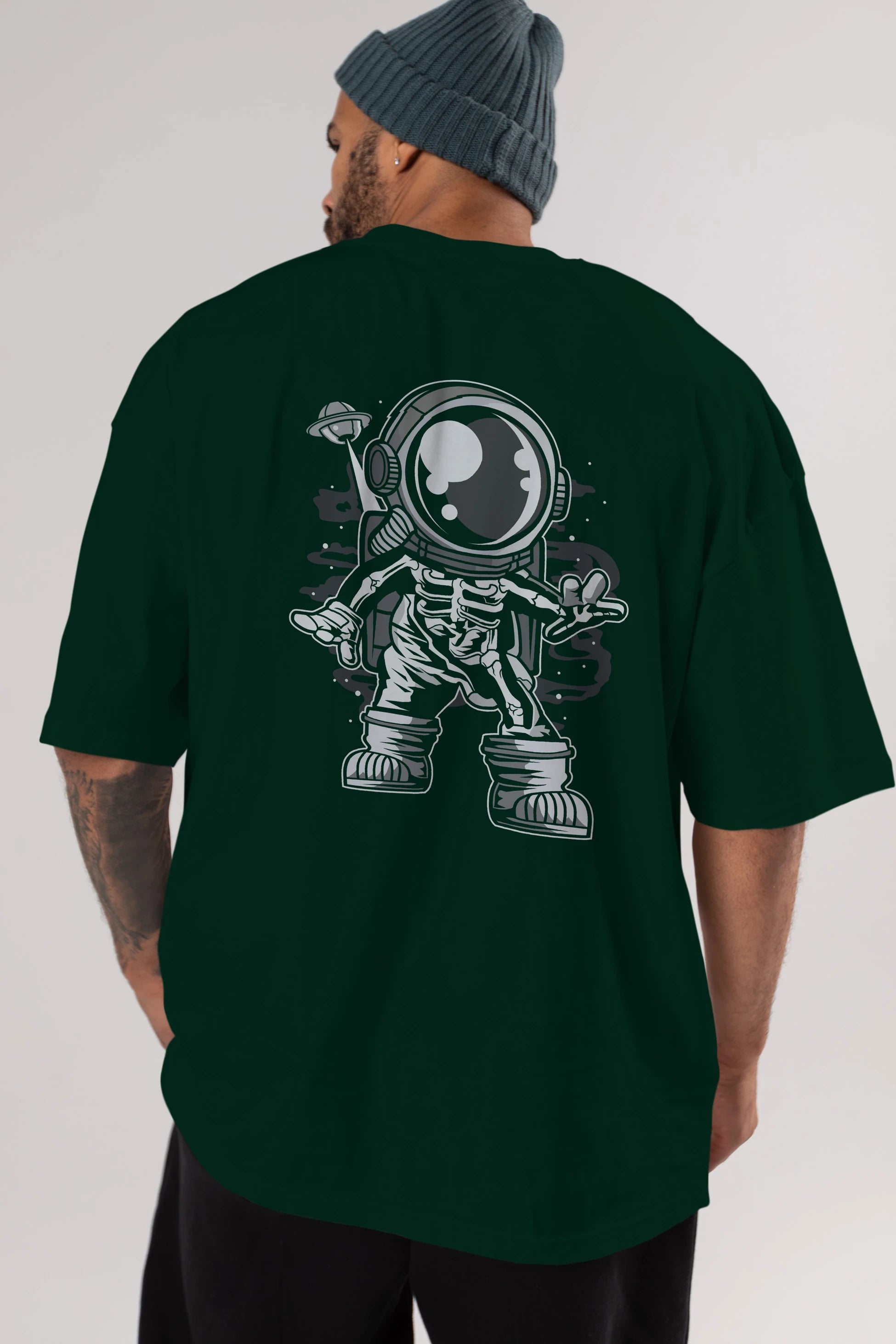 Space Skeleton Arka Baskılı Oversize t-shirt Erkek Kadın Unisex