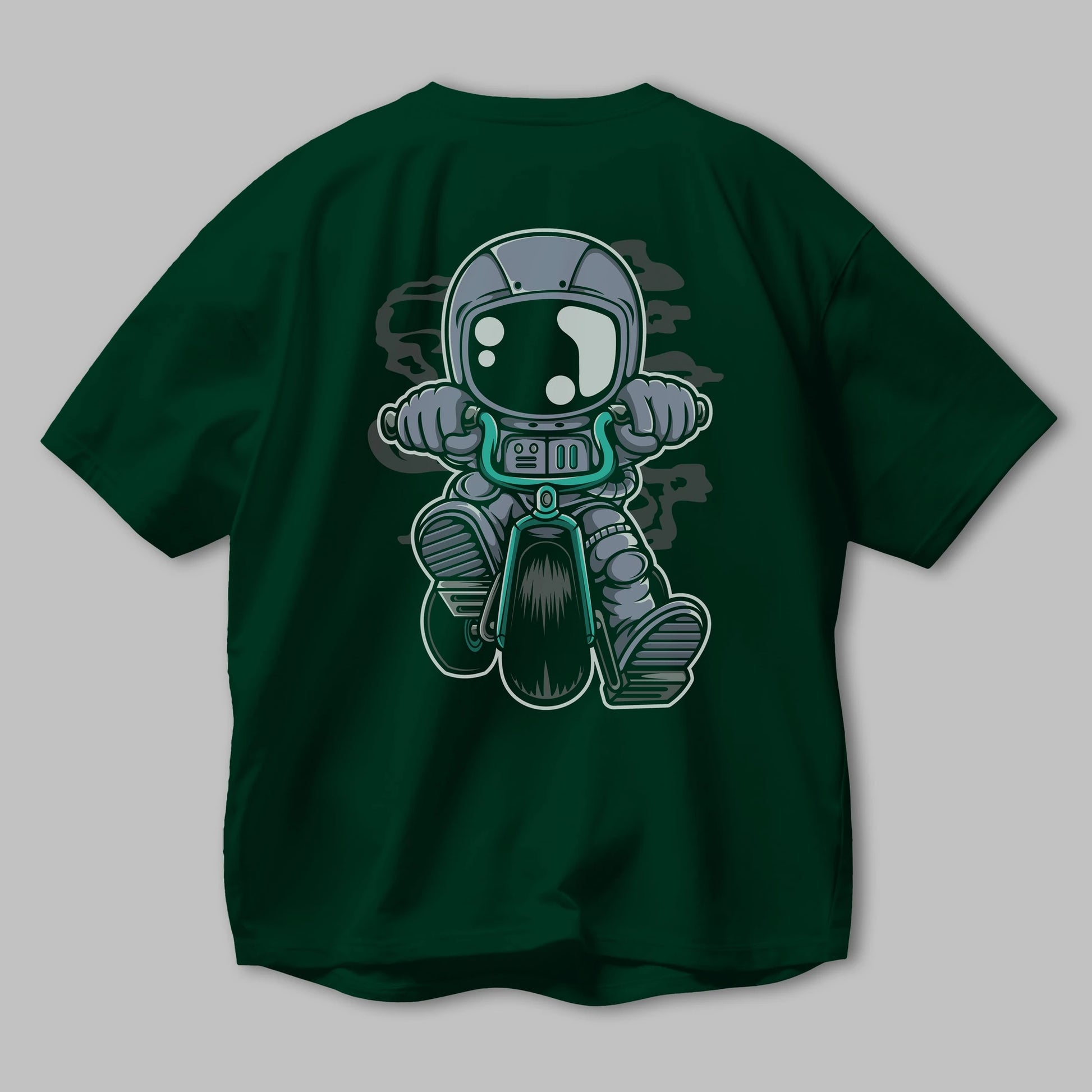 Astronaut Biker Arka Baskılı Oversize t-shirt Erkek Kadın Unisex