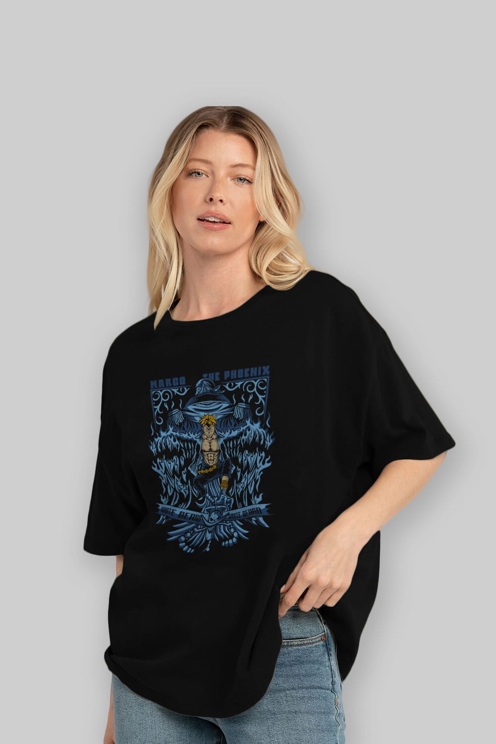 MARCO EL FENIX One Piece Anime Ön Baskılı Oversize t-shirt %100 pamuk Erkek Kadın Unisex