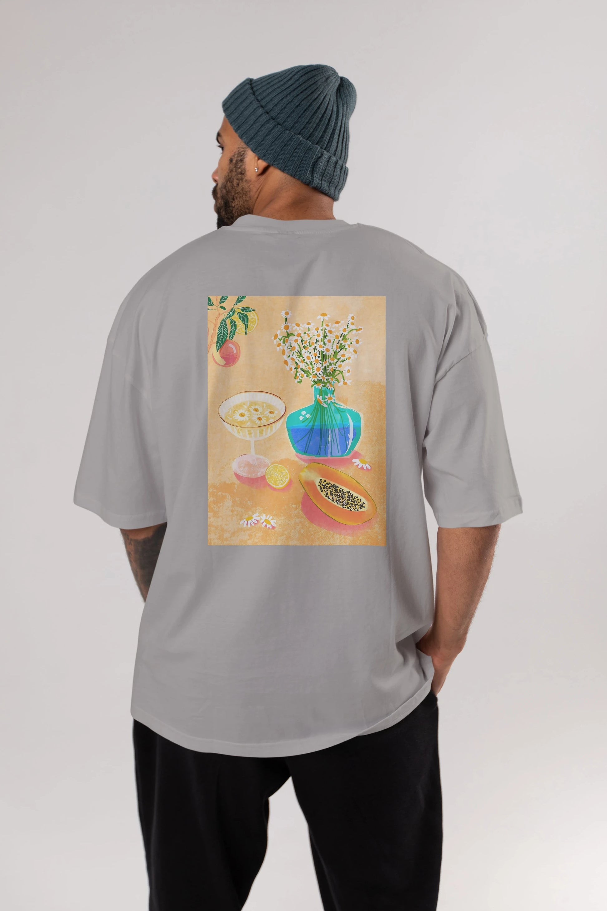 Cheers 2 Arka Baskılı Oversize t-shirt Erkek Kadın Unisex %100 Pamuk Bisiklet Yaka tişort