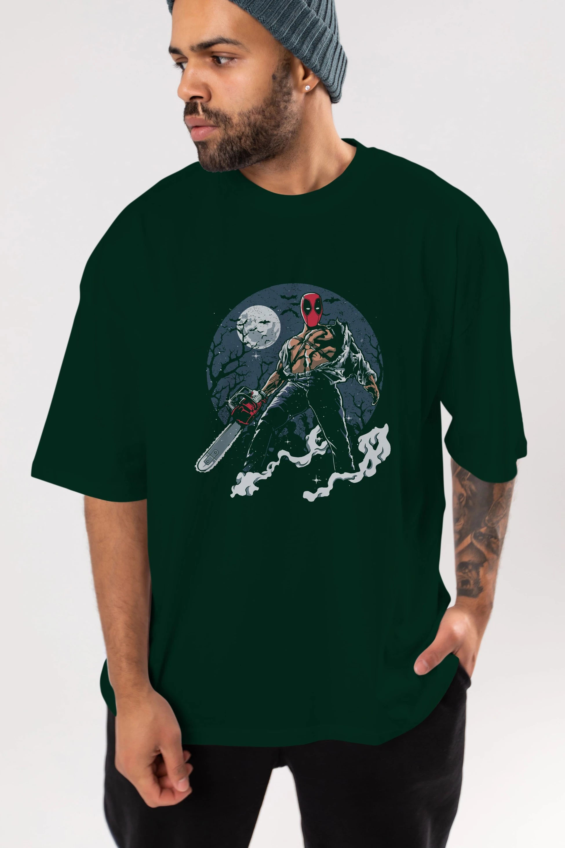Evil Deadpool Ön Baskılı Oversize t-shirt Erkek Kadın Unisex %100 Pamuk tişort