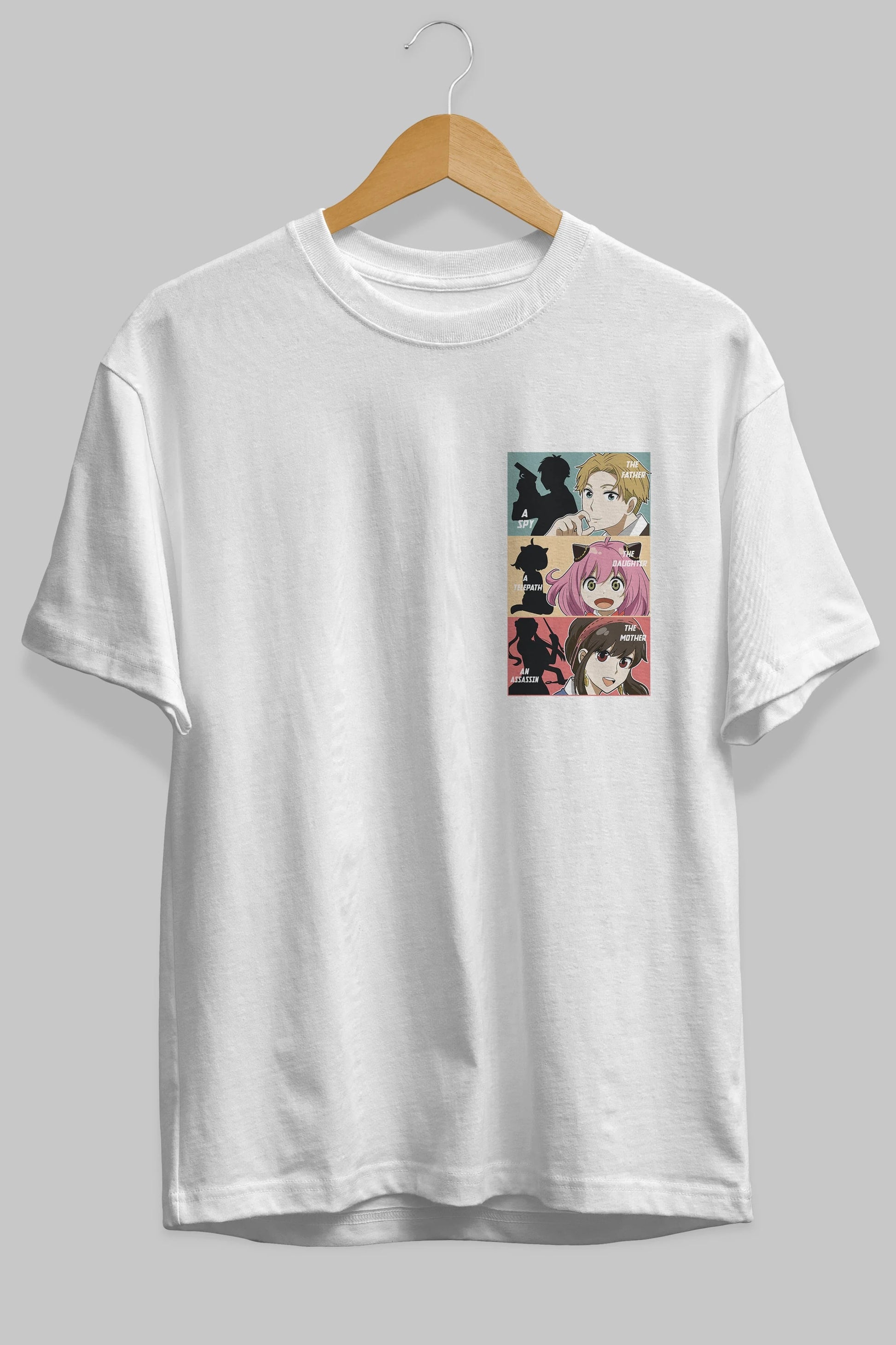 SPY X FAMILY Ön Sol Baskılı Oversize t-shirt Erkek Kadın Unisex %100 Pamuk Bisiklet Yaka tişort