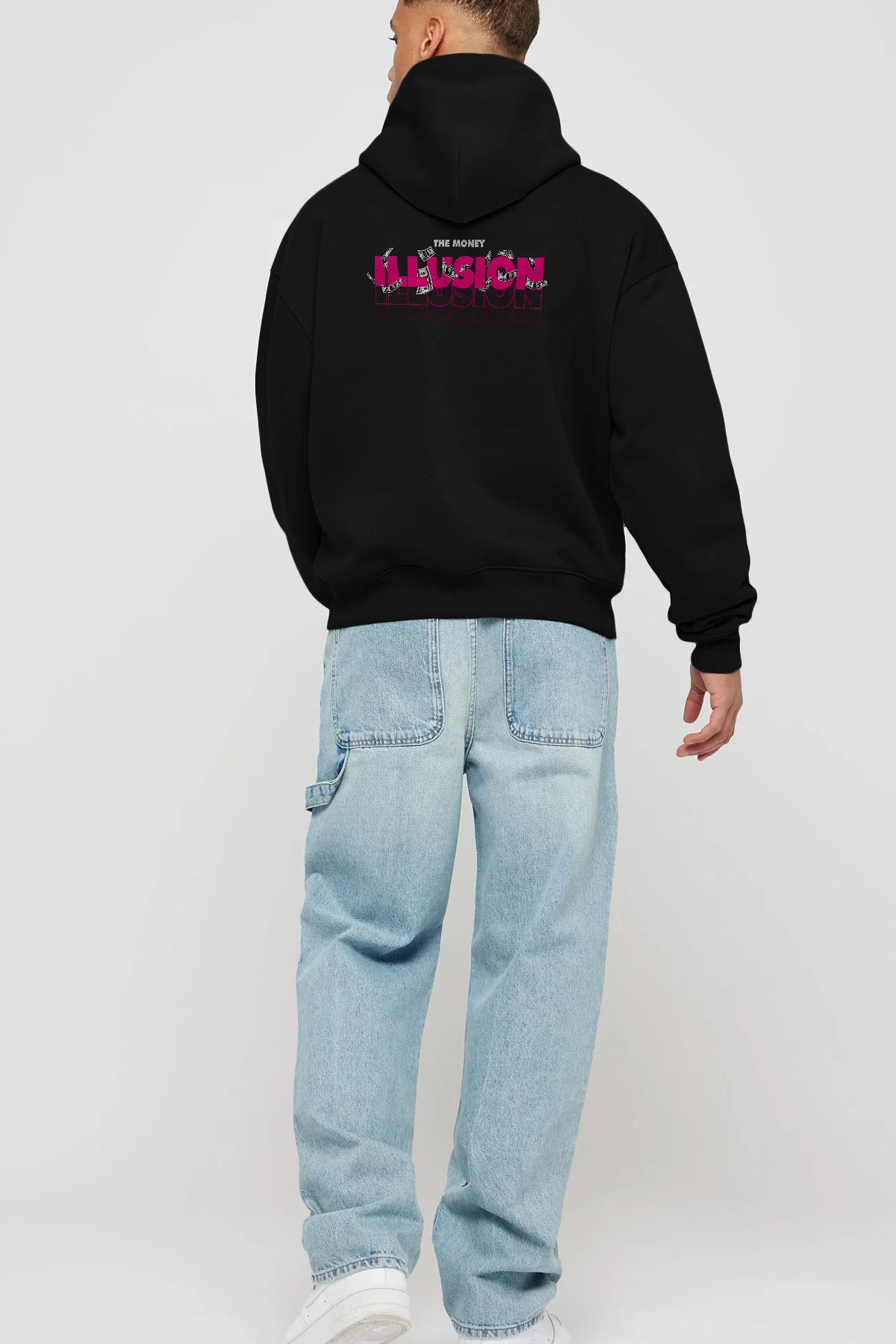 The Money Illusion Arka Baskılı Hoodie Oversize Kapüşonlu Sweatshirt Erkek Kadın Unisex