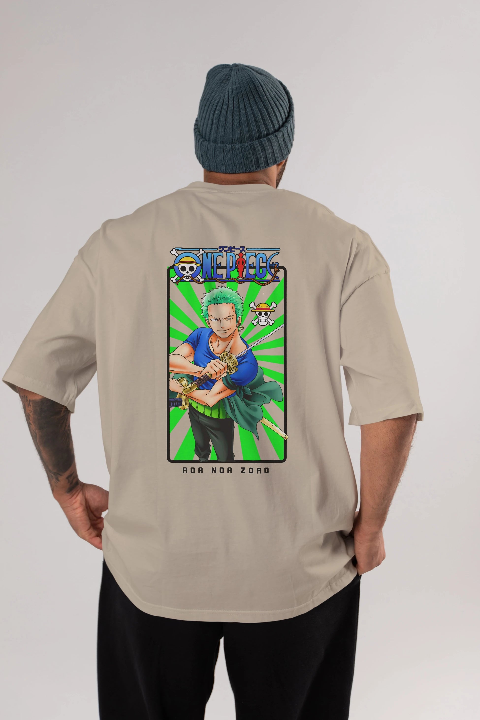 Roronoa Zoro 6 Anime Arka Baskılı Oversize t-shirt Erkek Kadın Unisex %100 pamuk tişort