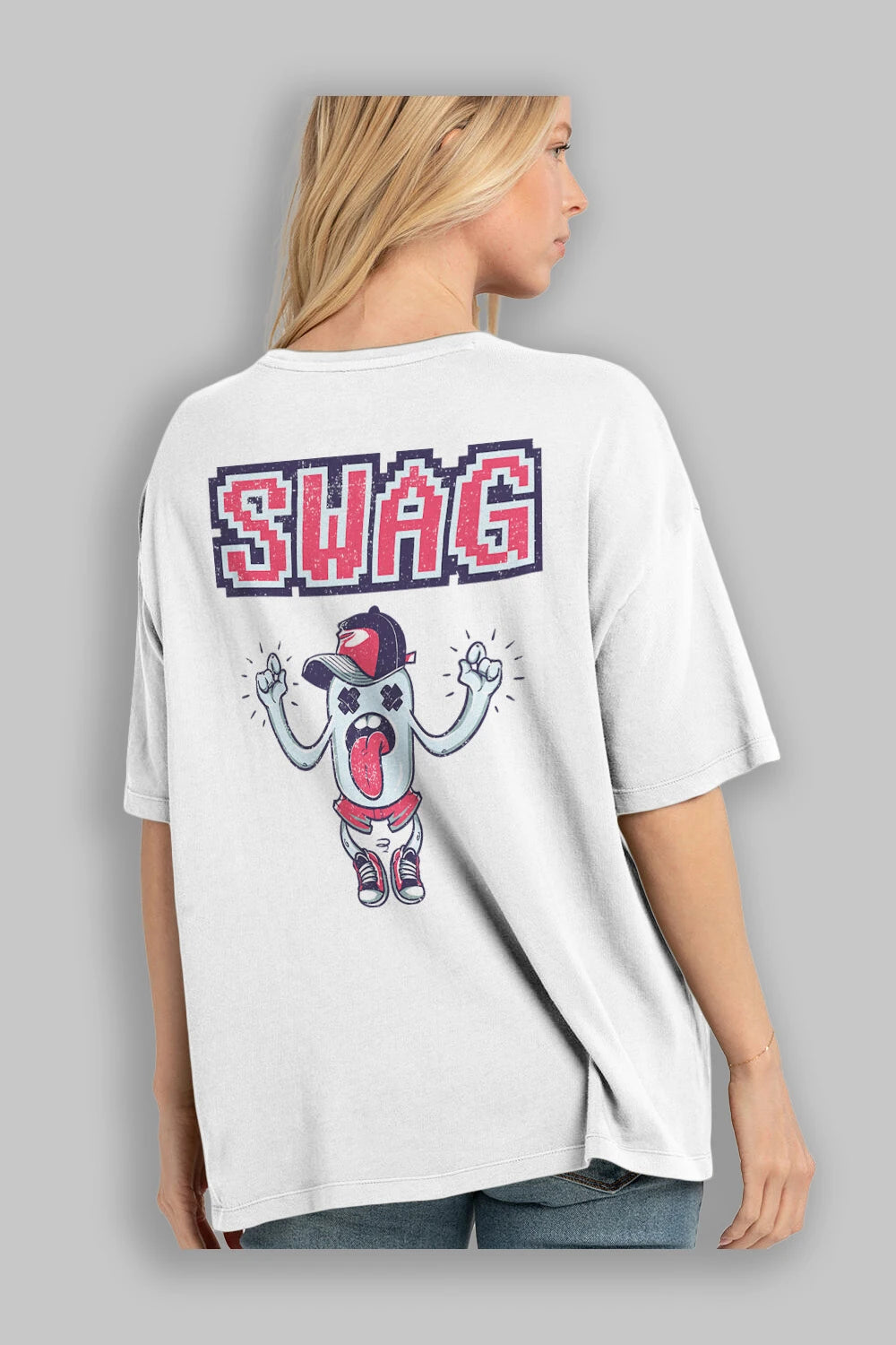 Swag Arka Baskılı Oversize t-shirt Erkek Kadın Unisex