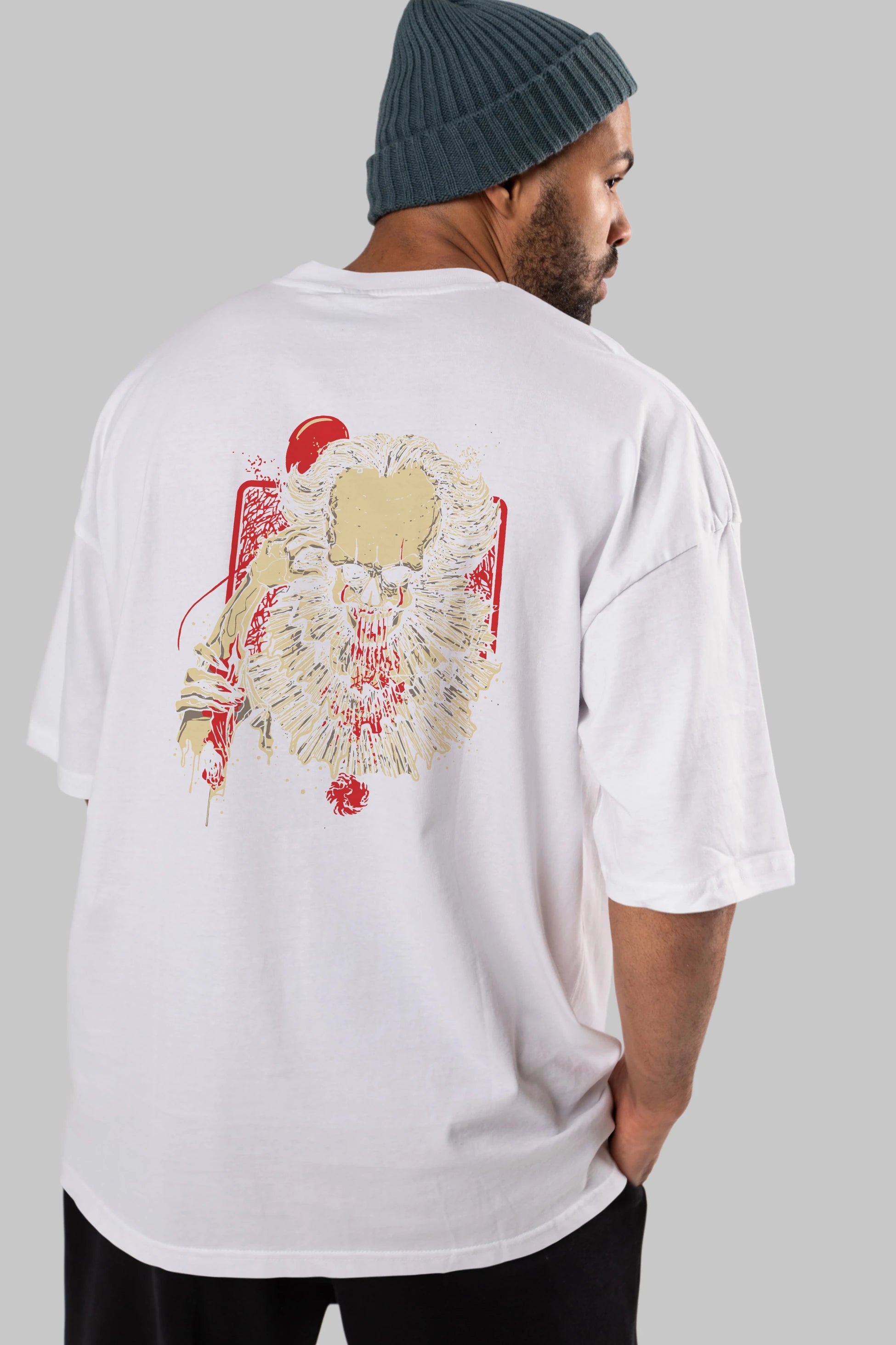 it (2) Arka Baskılı Oversize t-shirt Erkek Kadın Unisex %100 Pamuk Bisiklet Yaka tişort