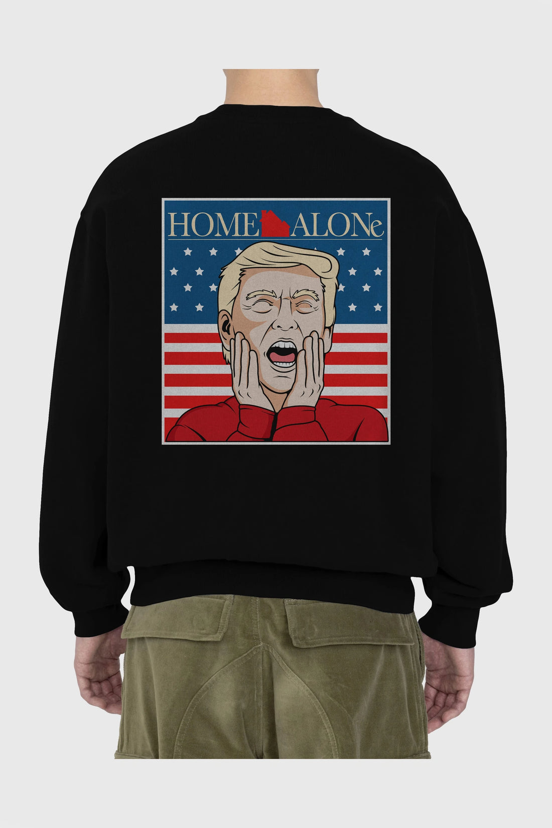 Home Alone Trump Arka Baskılı Oversize Sweatshirt Erkek Kadın Unisex