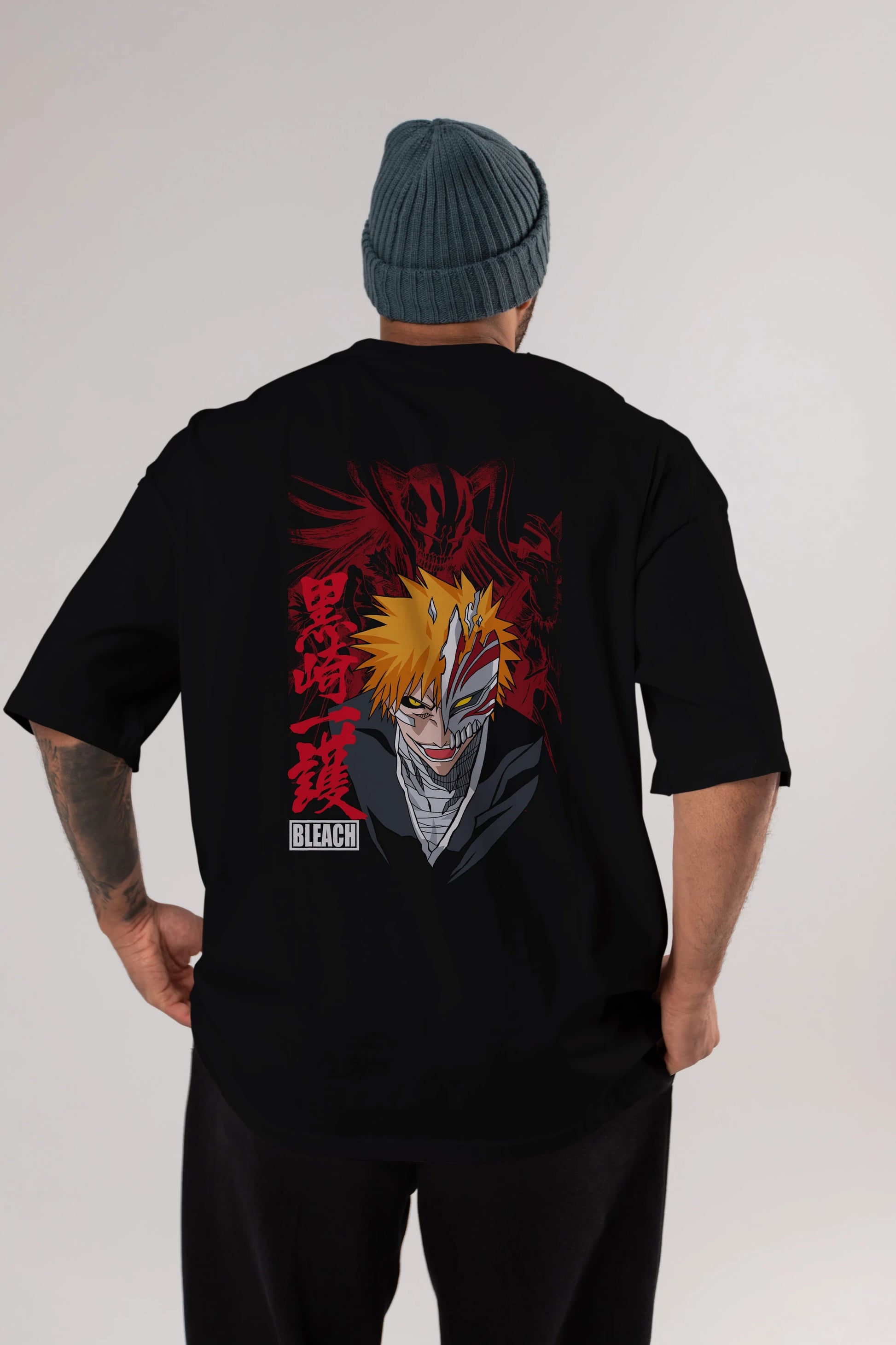 ICHIGO KUROSAKI VIZARD Anime Arka Baskılı Oversize t-shirt Erkek Kadın Unisex