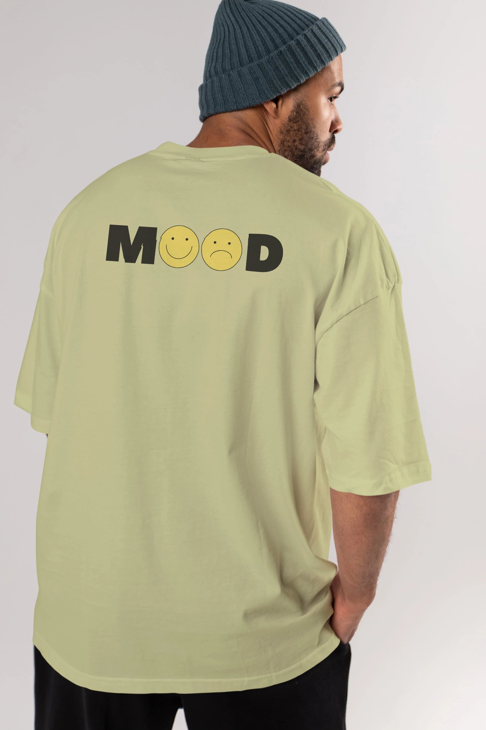 Mood Arka Baskılı Oversize t-shirt Erkek Kadın Unisex