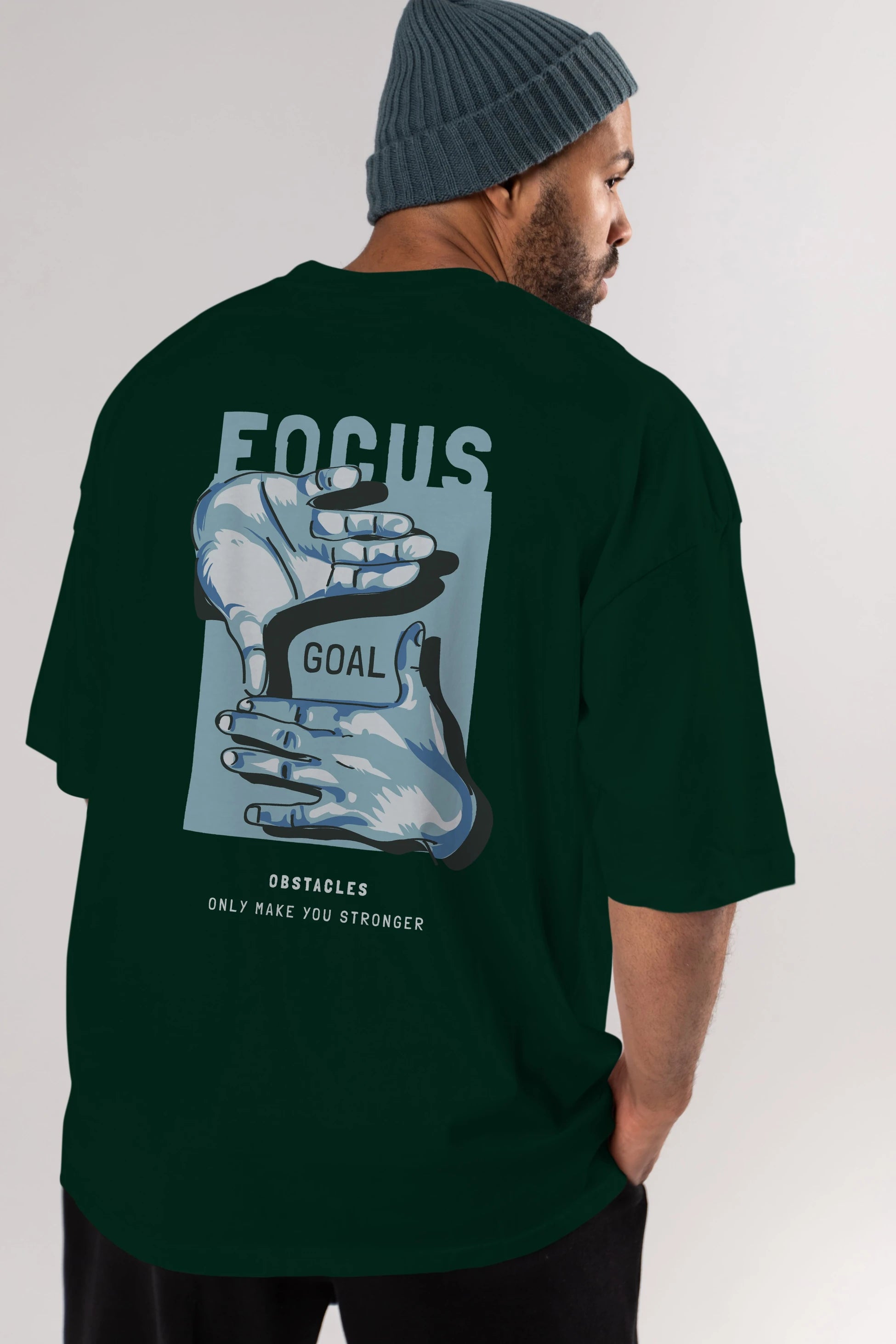 Focus Goal Arka Baskılı Oversize t-shirt Erkek Kadın Unisex