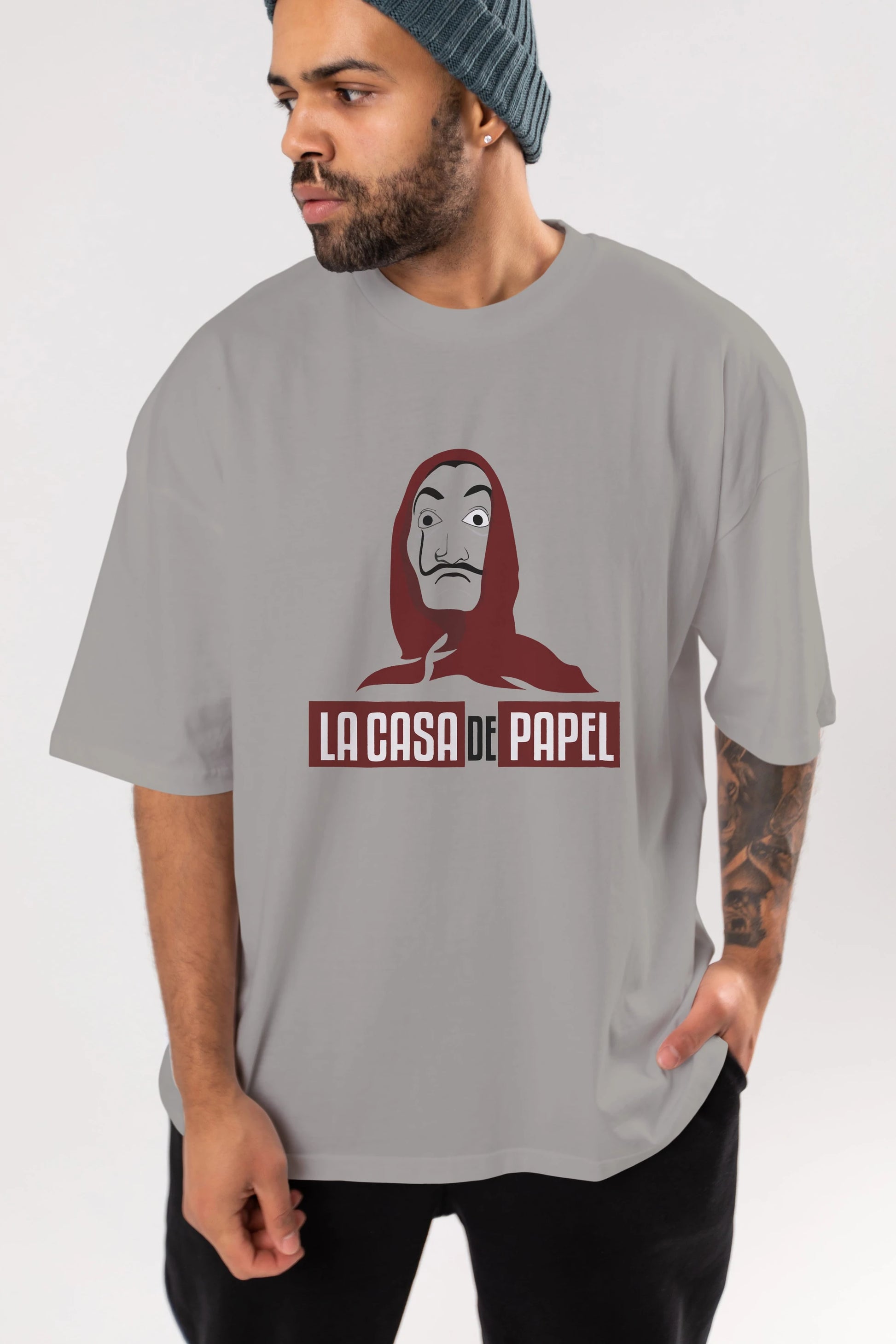 La Casa De Papel (1) Ön Baskılı Oversize t-shirt Erkek Kadın Unisex %100 Pamuk Bisiklet Yaka tişort