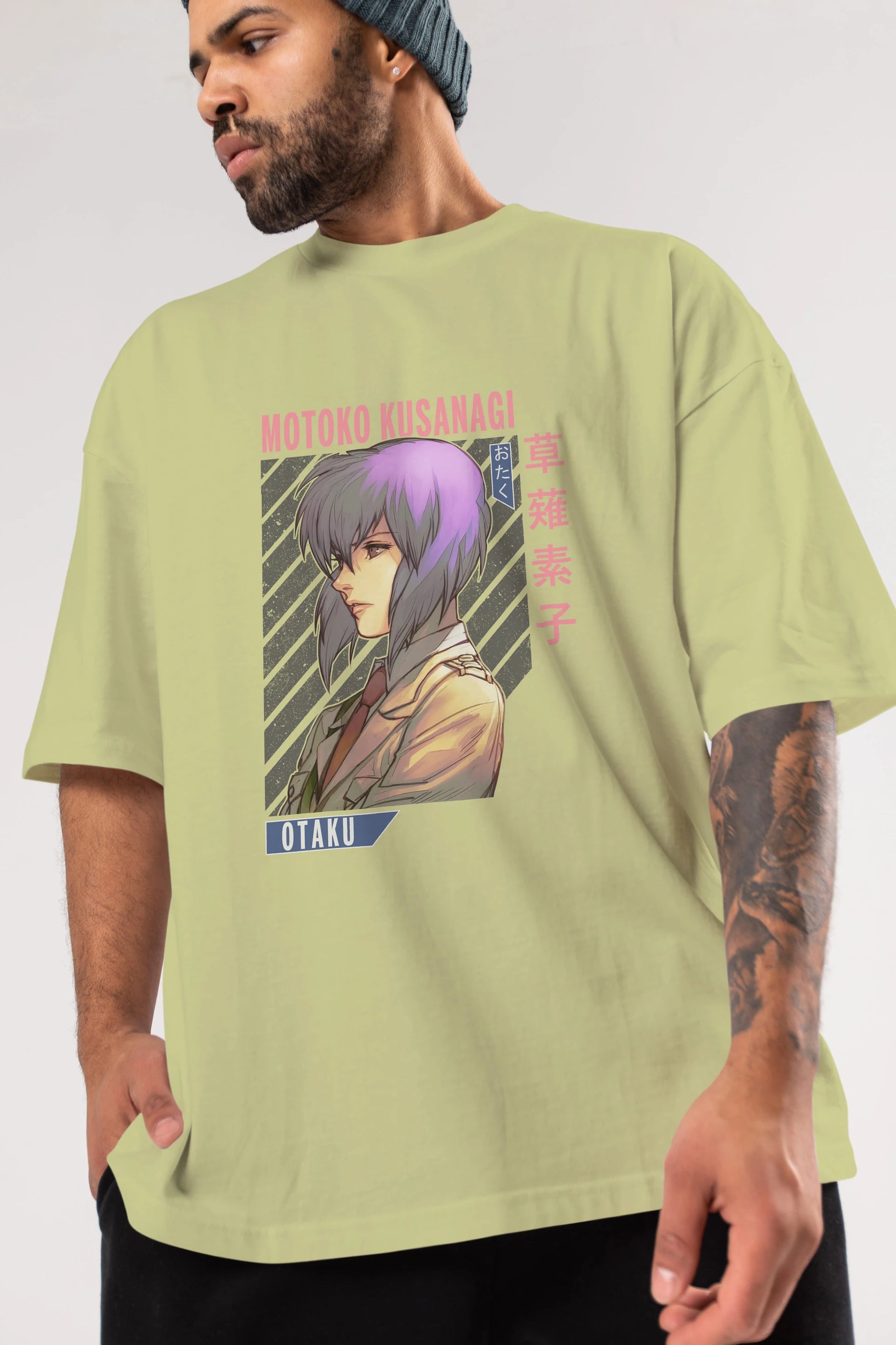 Motoko Kusanagi 4 Anime Ön Baskılı Oversize t-shirt %100 pamuk Erkek Kadın Unisex