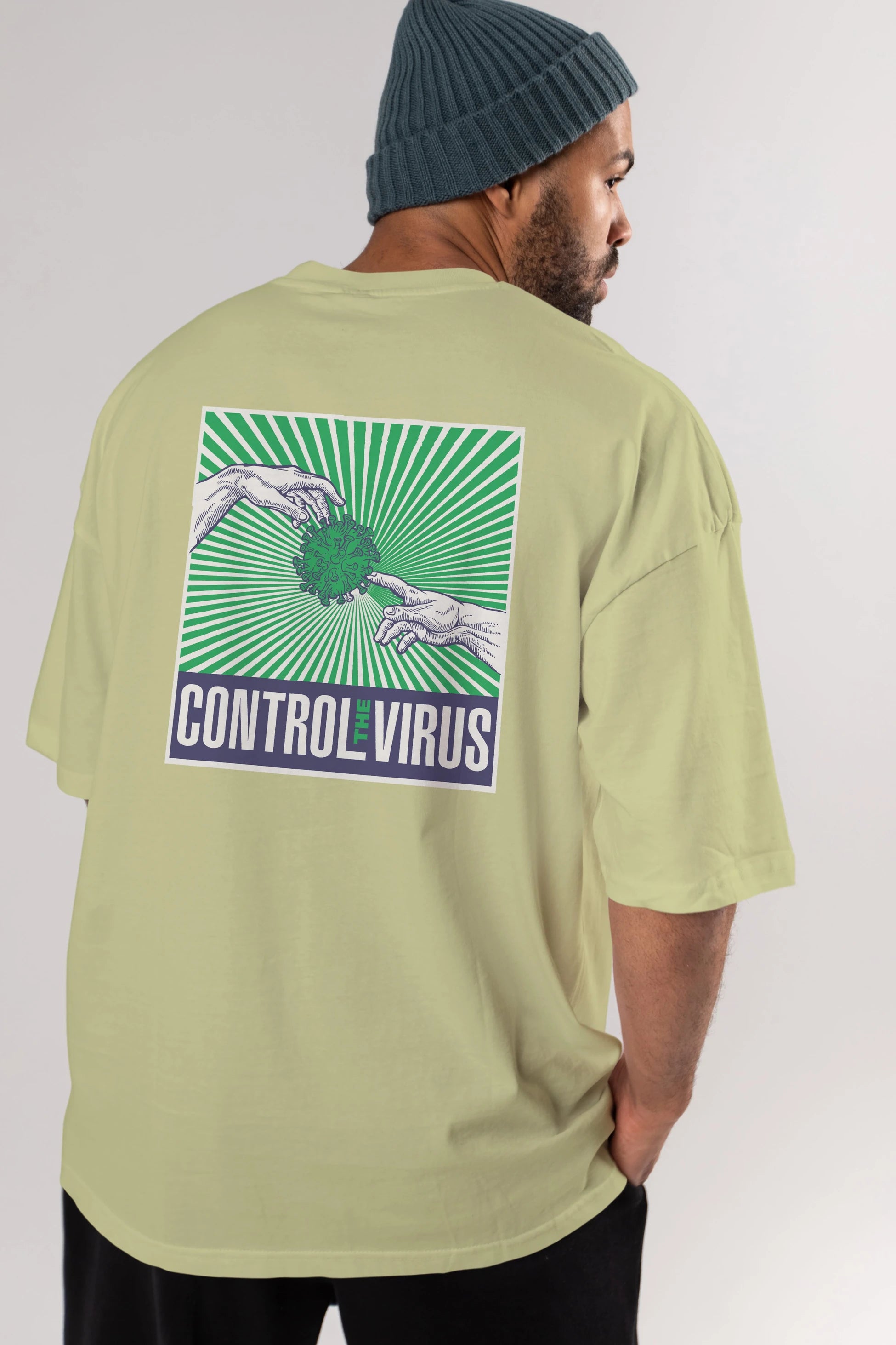 Control The Virus Arka Baskılı Oversize t-shirt Erkek Kadın Unisex