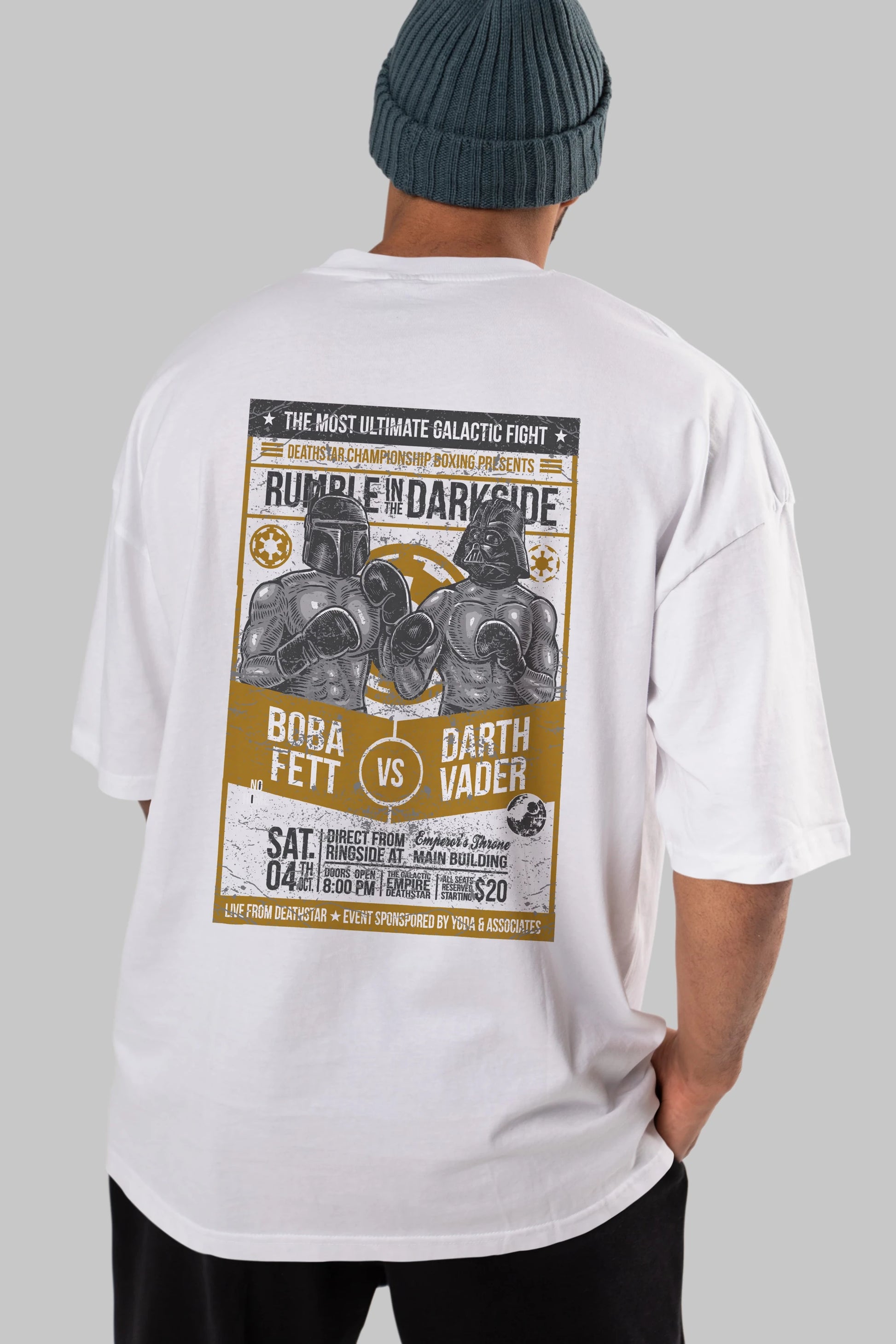 Rumble In The Darkside Arka Baskılı Oversize t-shirt Erkek Kadın Unisex %100 Pamuk