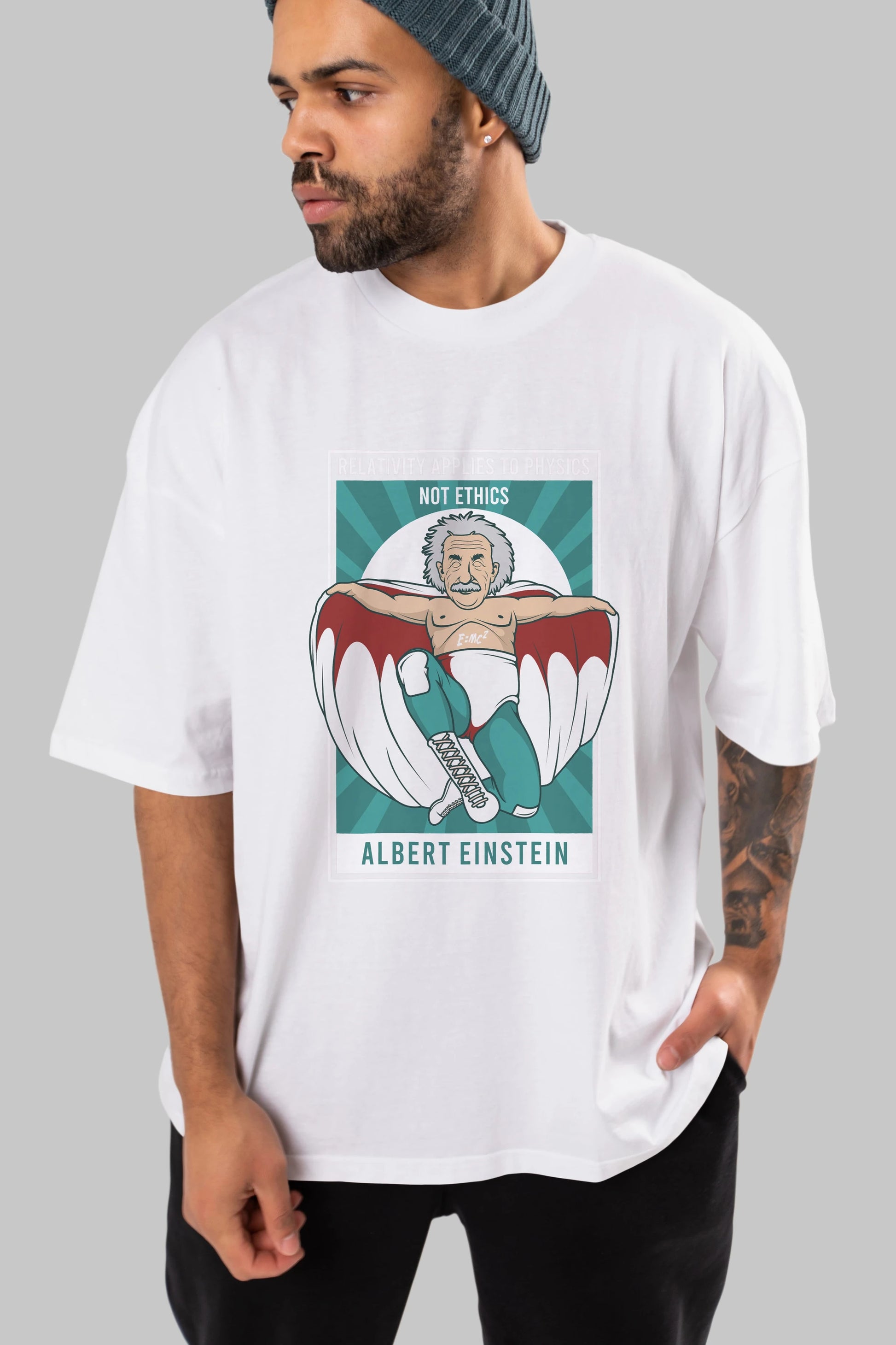 Nacho Libre Einstein Ön Baskılı Oversize t-shirt Erkek Kadın Unisex %100 Pamuk tişort