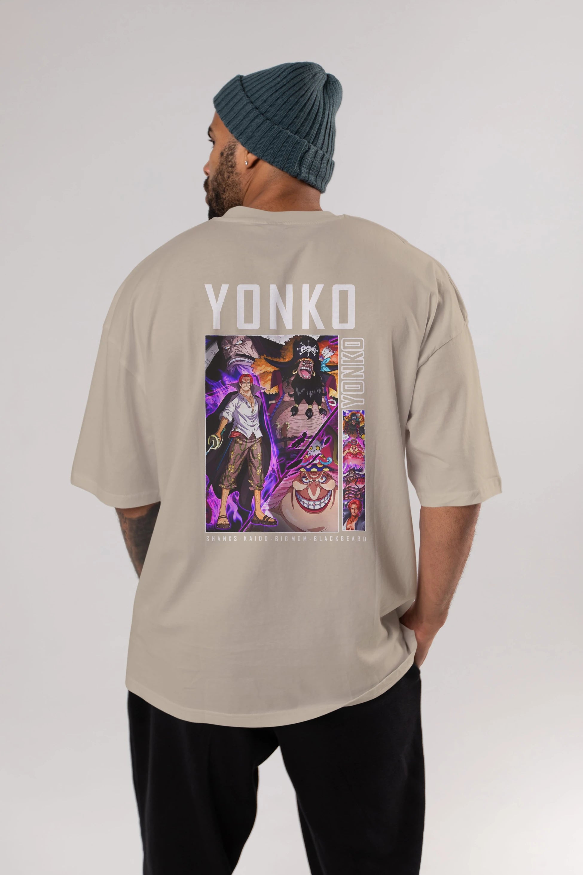 Yonko Anime Arka Baskılı Oversize t-shirt Erkek Kadın Unisex %100 pamuk tişort
