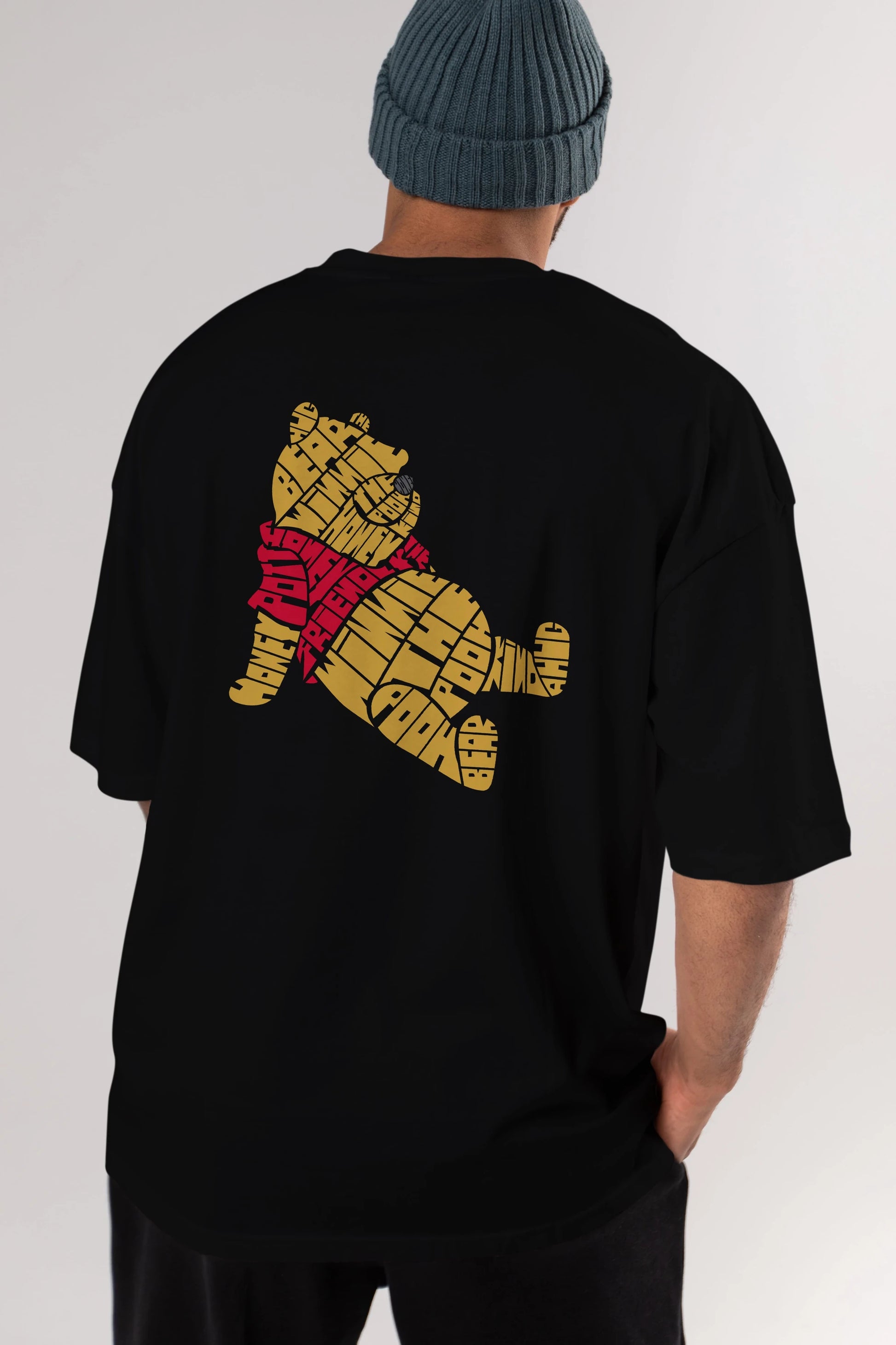 Winnie The Pooh Arka Baskılı Oversize t-shirt %100 pamuk Erkek Kadın Unisex