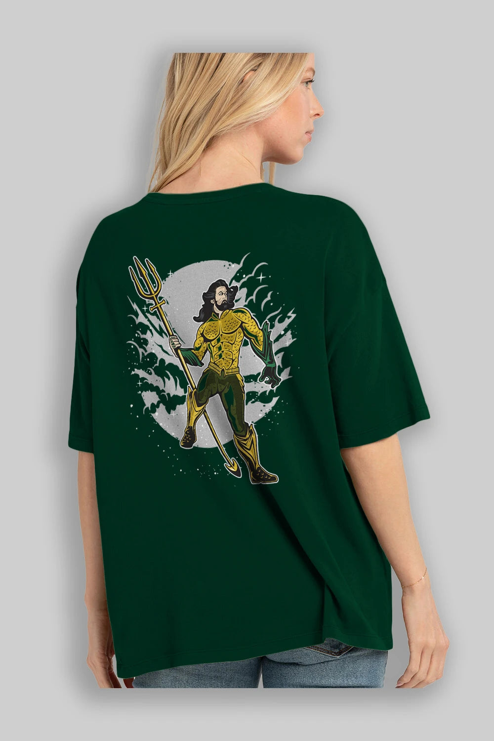 AQUAMAN Arka Baskılı Oversize t-shirt Erkek Kadın Unisex %100 Pamuk