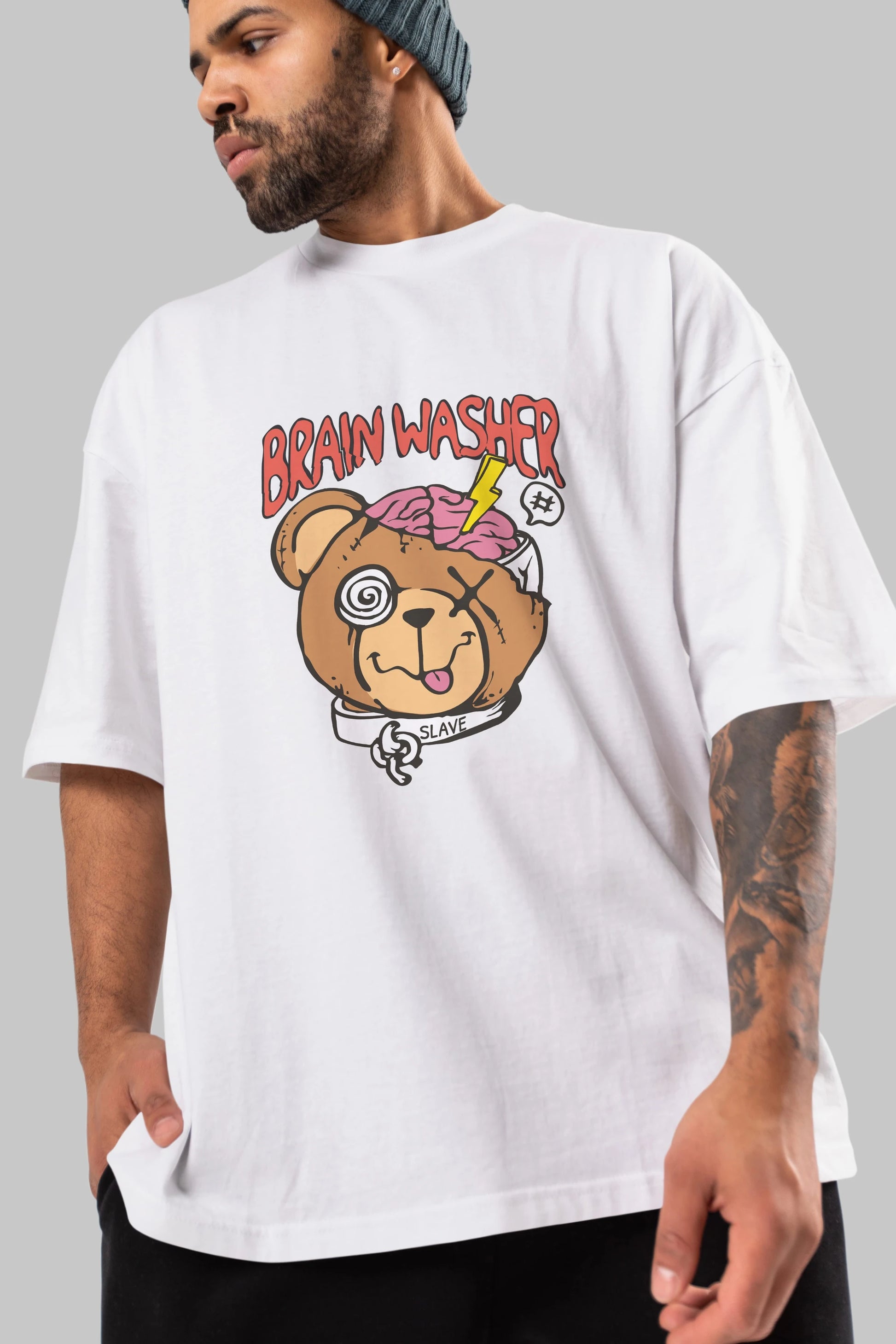 Brain Washer Ön Baskılı Oversize t-shirt Erkek Kadın Unisex