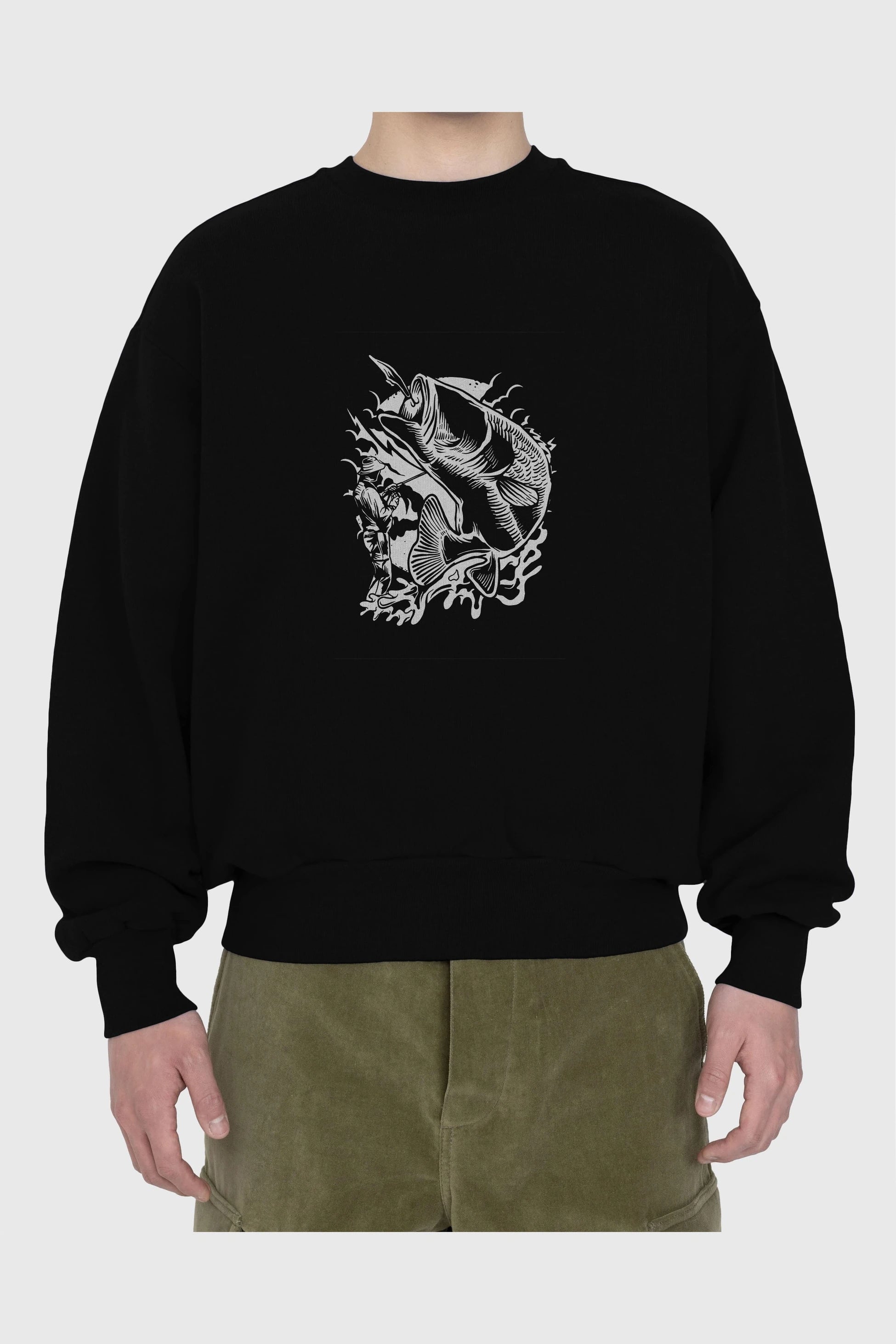 Fisherman Ön Baskılı Oversize Sweatshirt Erkek Kadın Unisex