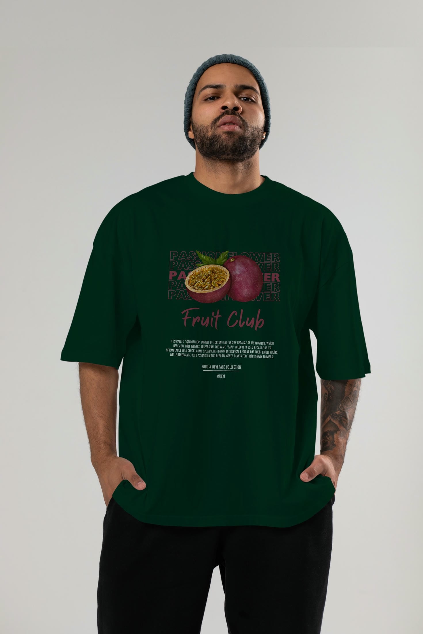 Passionflower Ön Baskılı Oversize t-shirt Erkek Kadın Pamuk Bisiklet Yaka tişort
