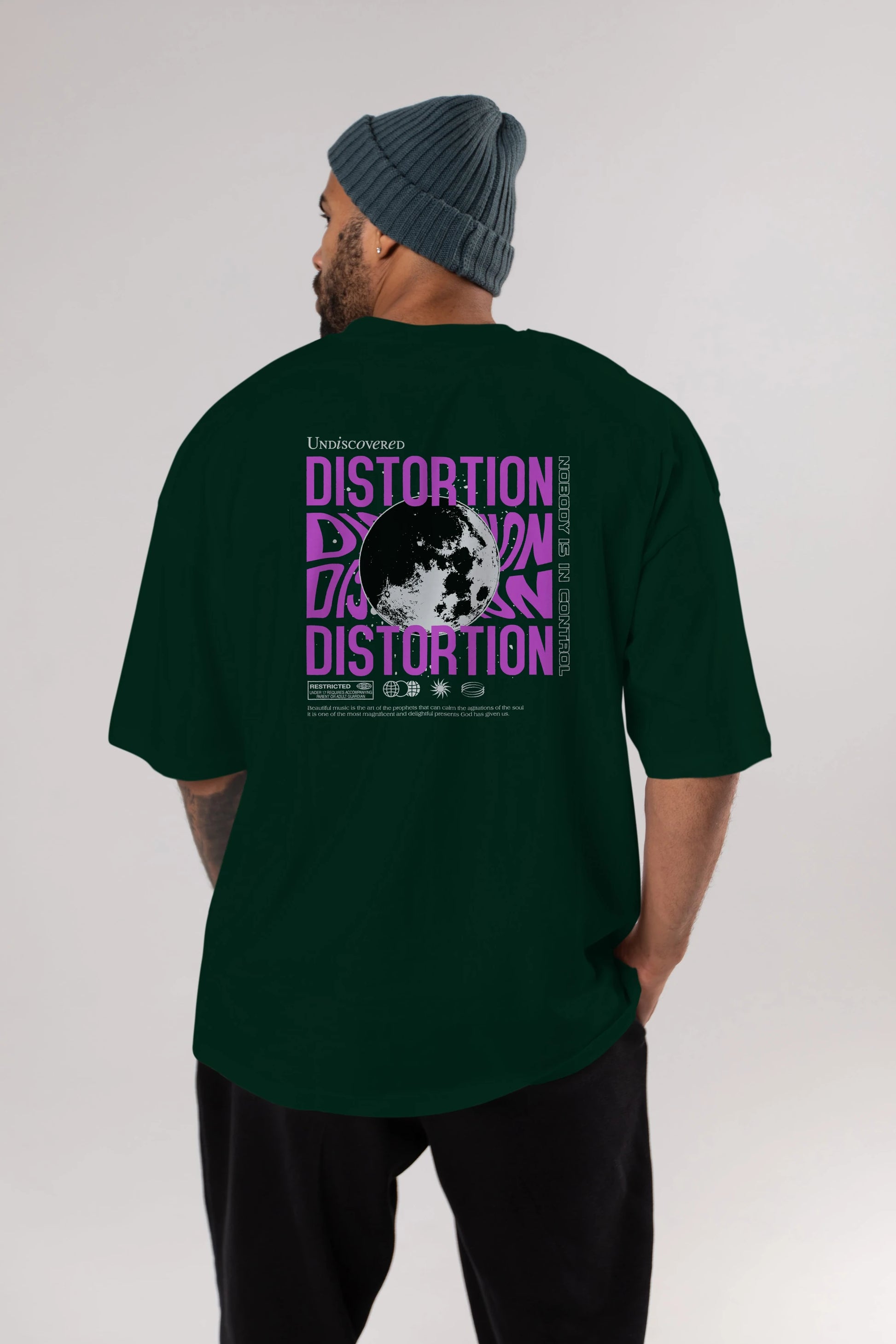 Distortion Arka Baskılı Oversize t-shirt Erkek Kadın Unisex