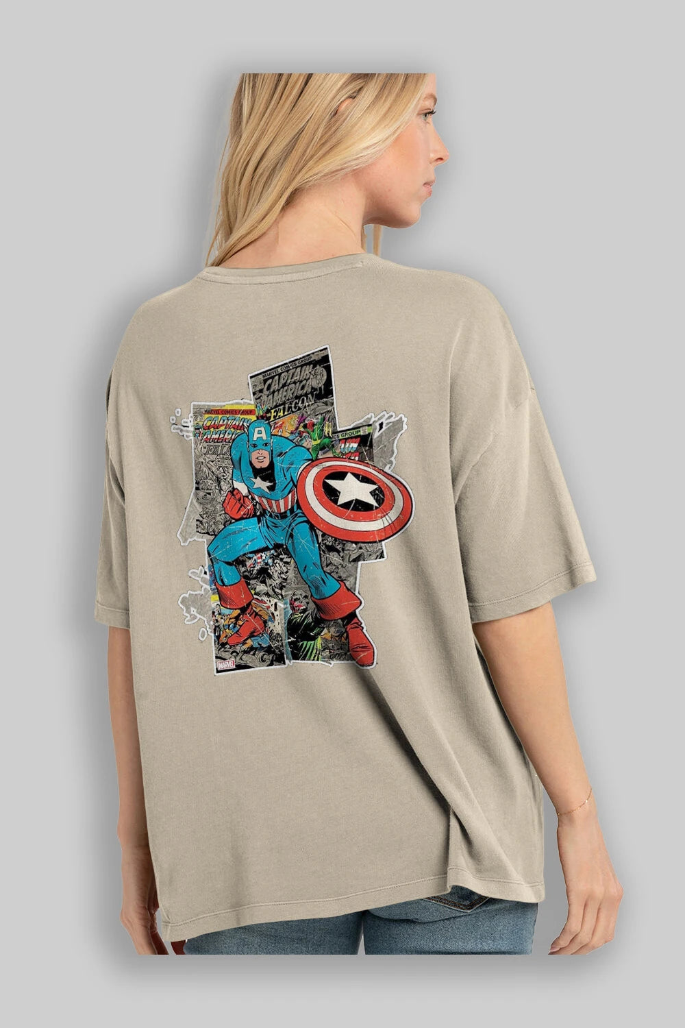 Captain America (2) Arka Baskılı Oversize t-shirt Erkek Kadın Unisex %100 Pamuk Bisiklet Yaka tişort