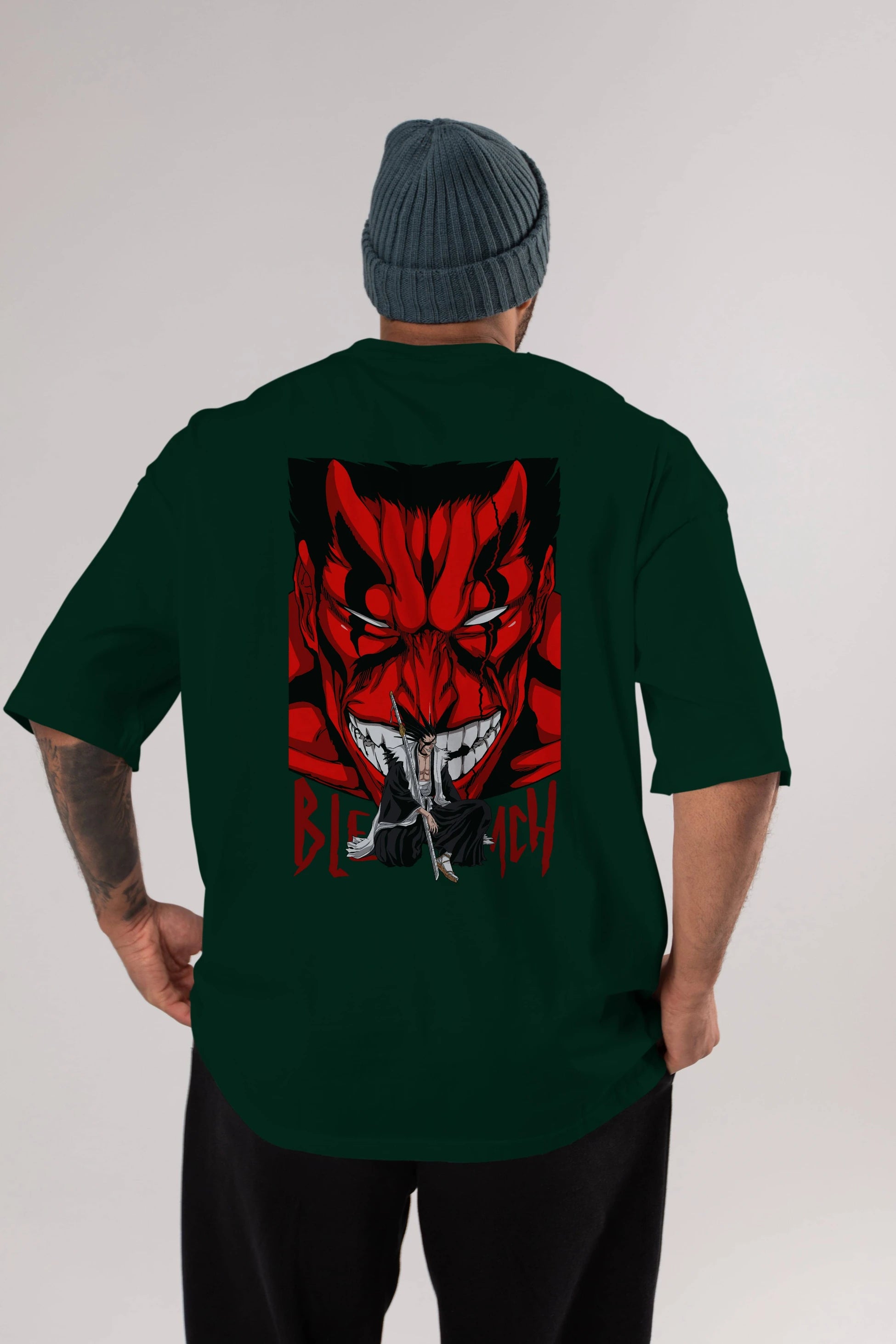 KENPACHI ZARAKI BLEACH Anime Arka Baskılı Oversize t-shirt Erkek Kadın Unisex