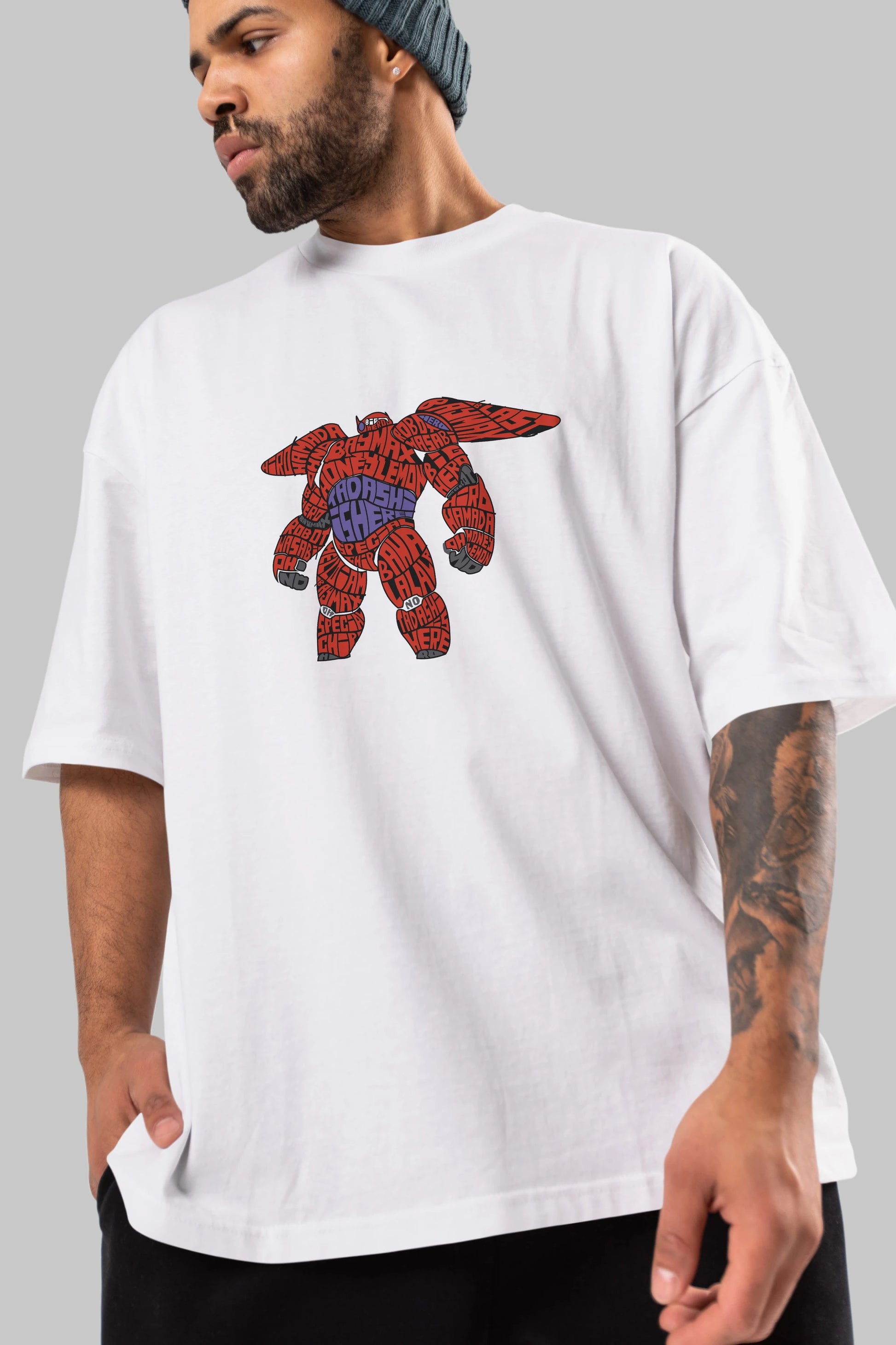Baymax Ön Baskılı Oversize t-shirt %100 pamuk Erkek Kadın Unisex