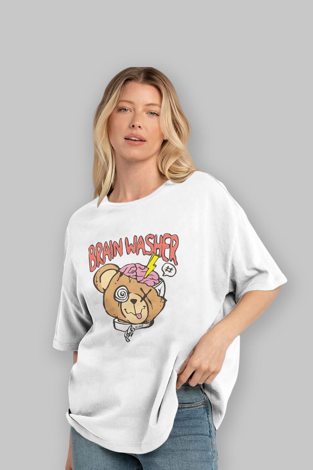 Brain Washer Ön Baskılı Oversize t-shirt Erkek Kadın Unisex