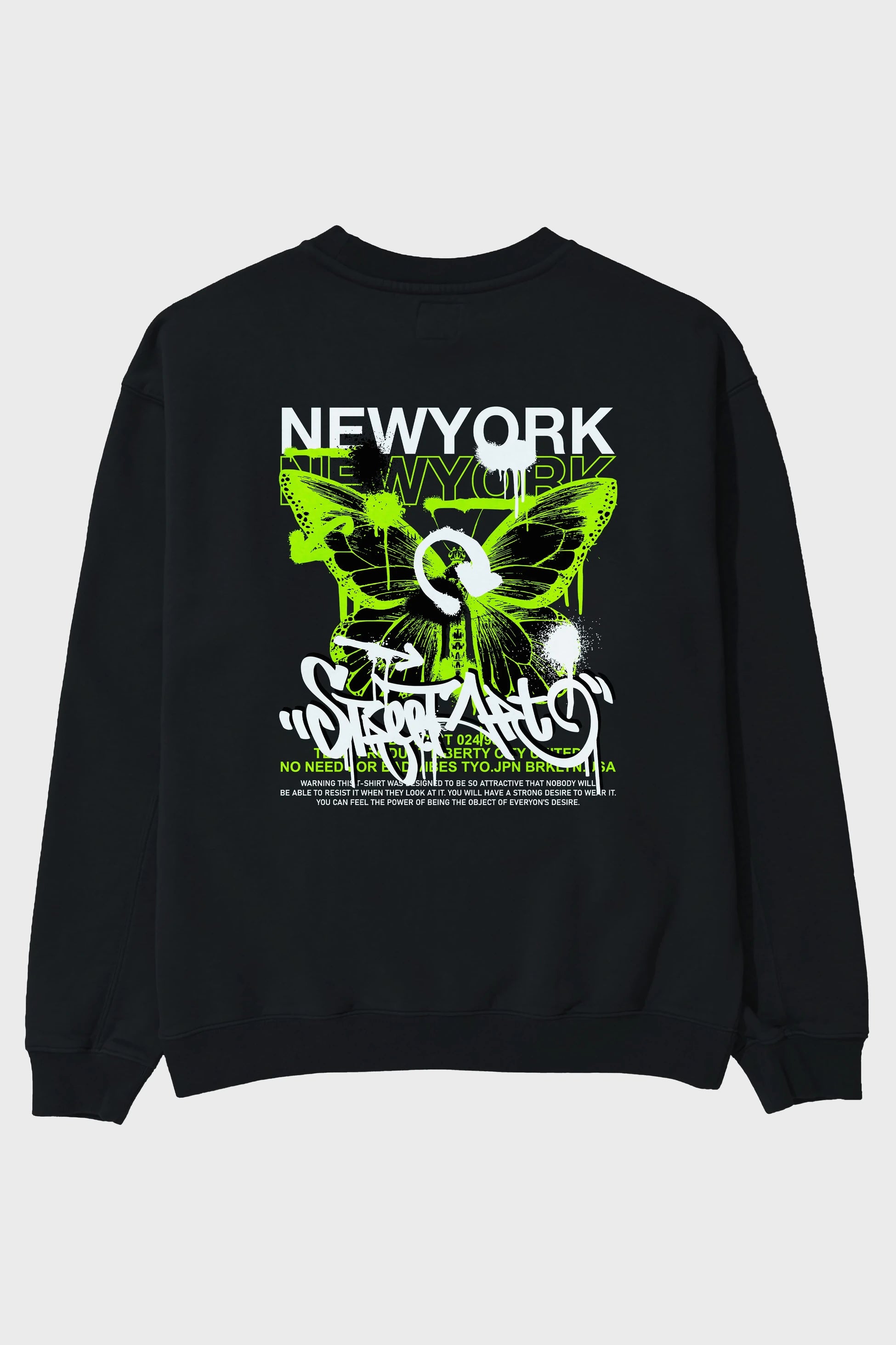 New York Street Style Arka Baskılı Oversize Sweatshirt Erkek Kadın Unisex