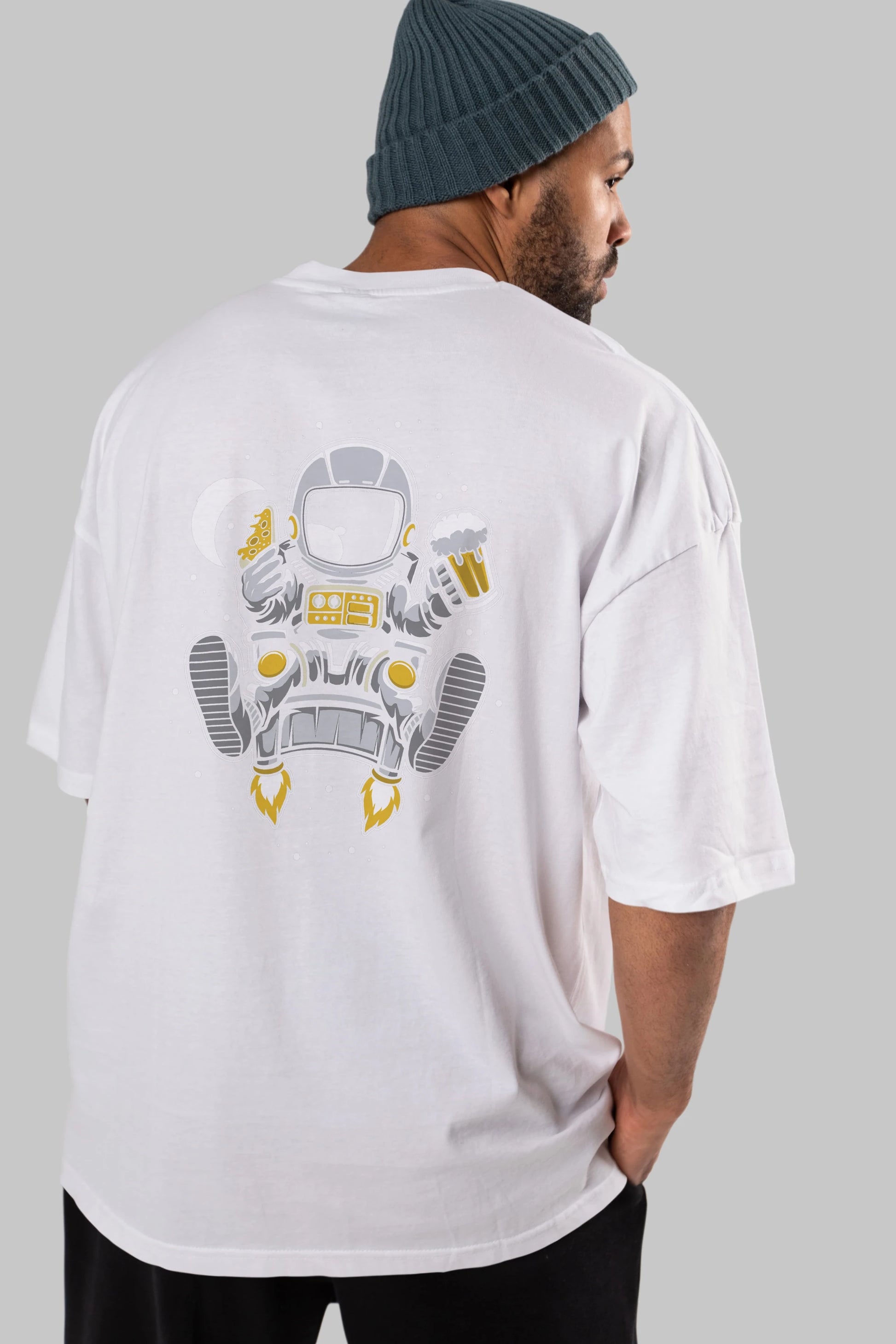 Astronaut Relax (2) Arka Baskılı Oversize t-shirt Erkek Kadın Unisex