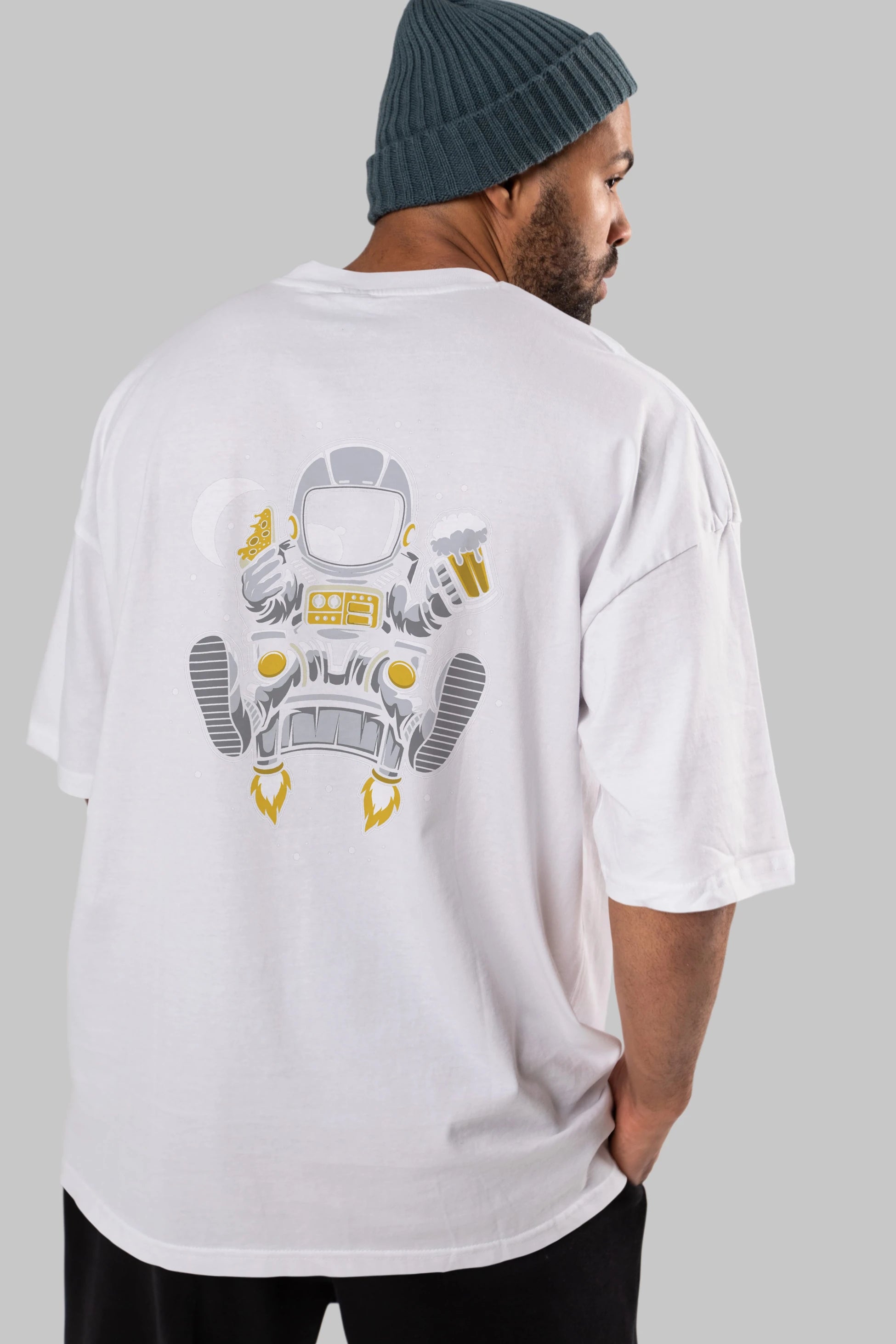 Astronaut Relax (2) Arka Baskılı Oversize t-shirt Erkek Kadın Unisex