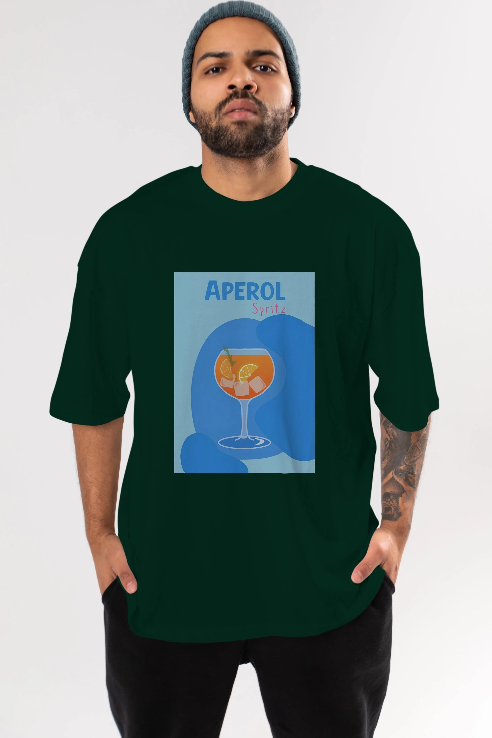 Aperol Spritz 10 Ön Baskılı Oversize t-shirt Erkek Kadın Unisex %100 Pamuk Bisiklet Yaka tişort