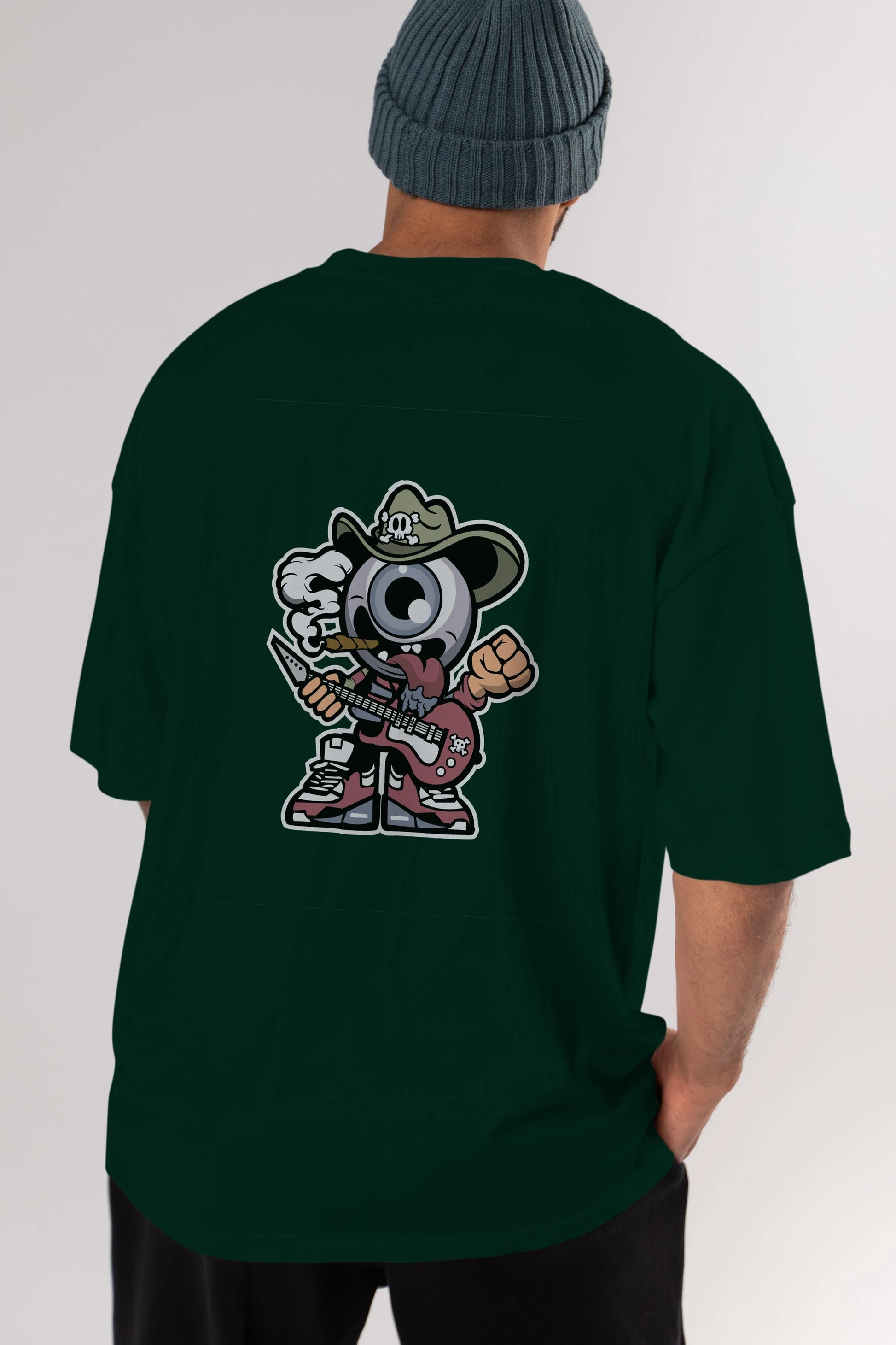Eyeball Rockstar Cowboy Arka Baskılı Oversize t-shirt Erkek Kadın Unisex %100 Pamuk tişort