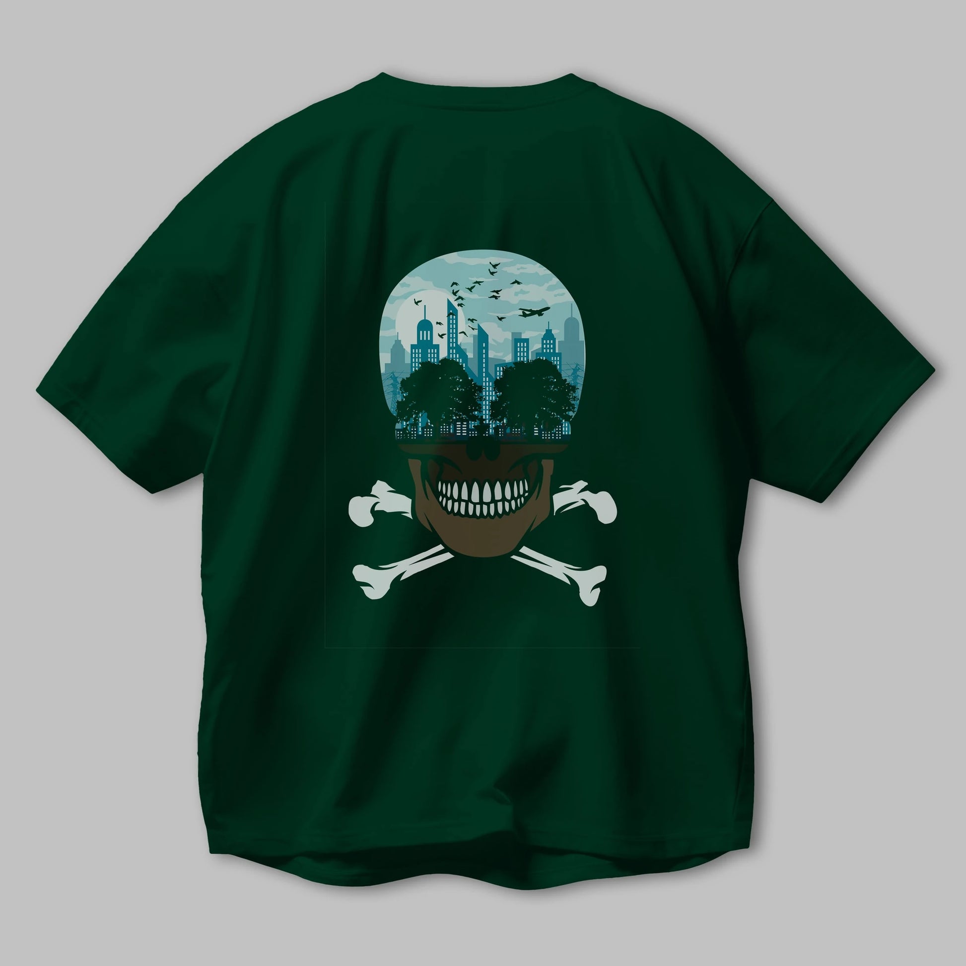 Death City Arka Baskılı Oversize t-shirt %100 pamuk Erkek Kadın Unisex